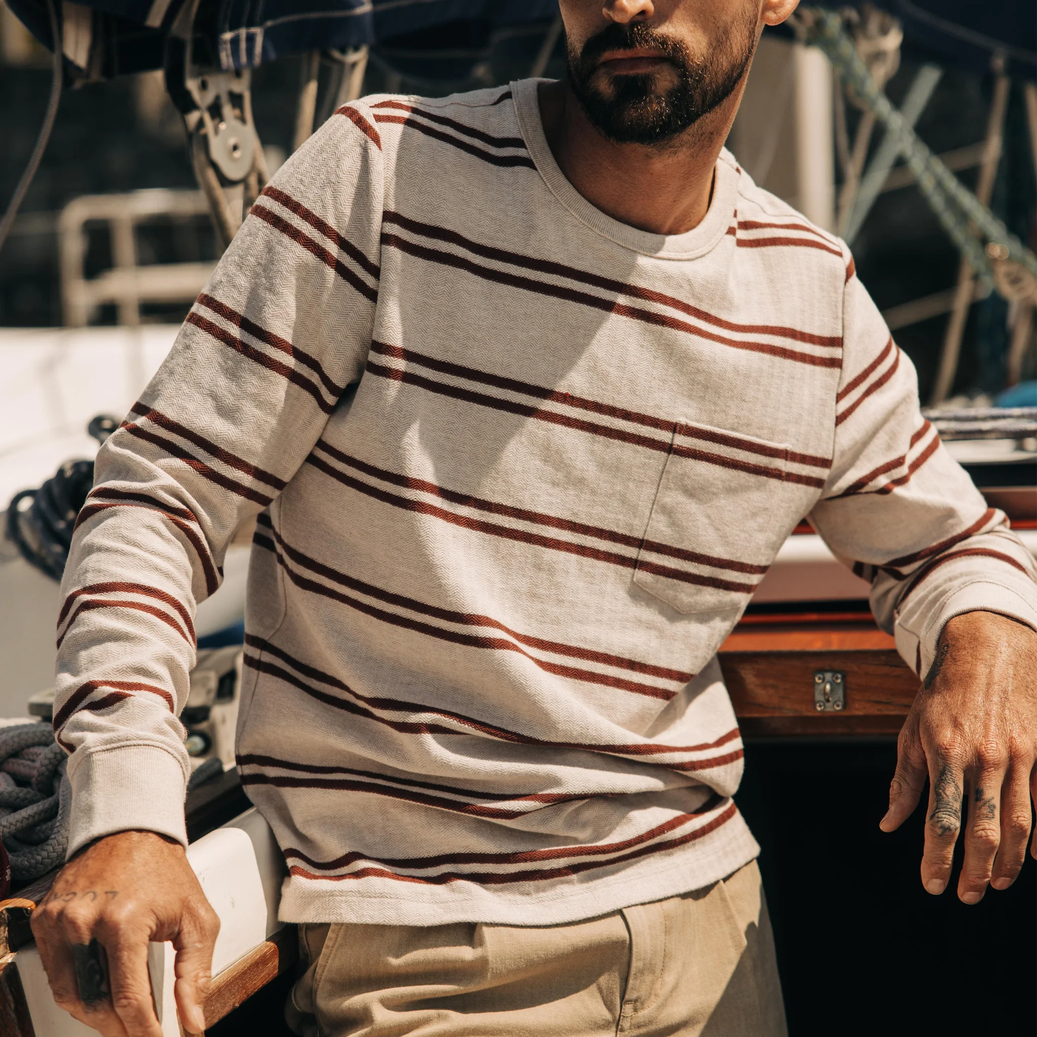 The Colton Crew in Oat Heathered Stripe - Image 2