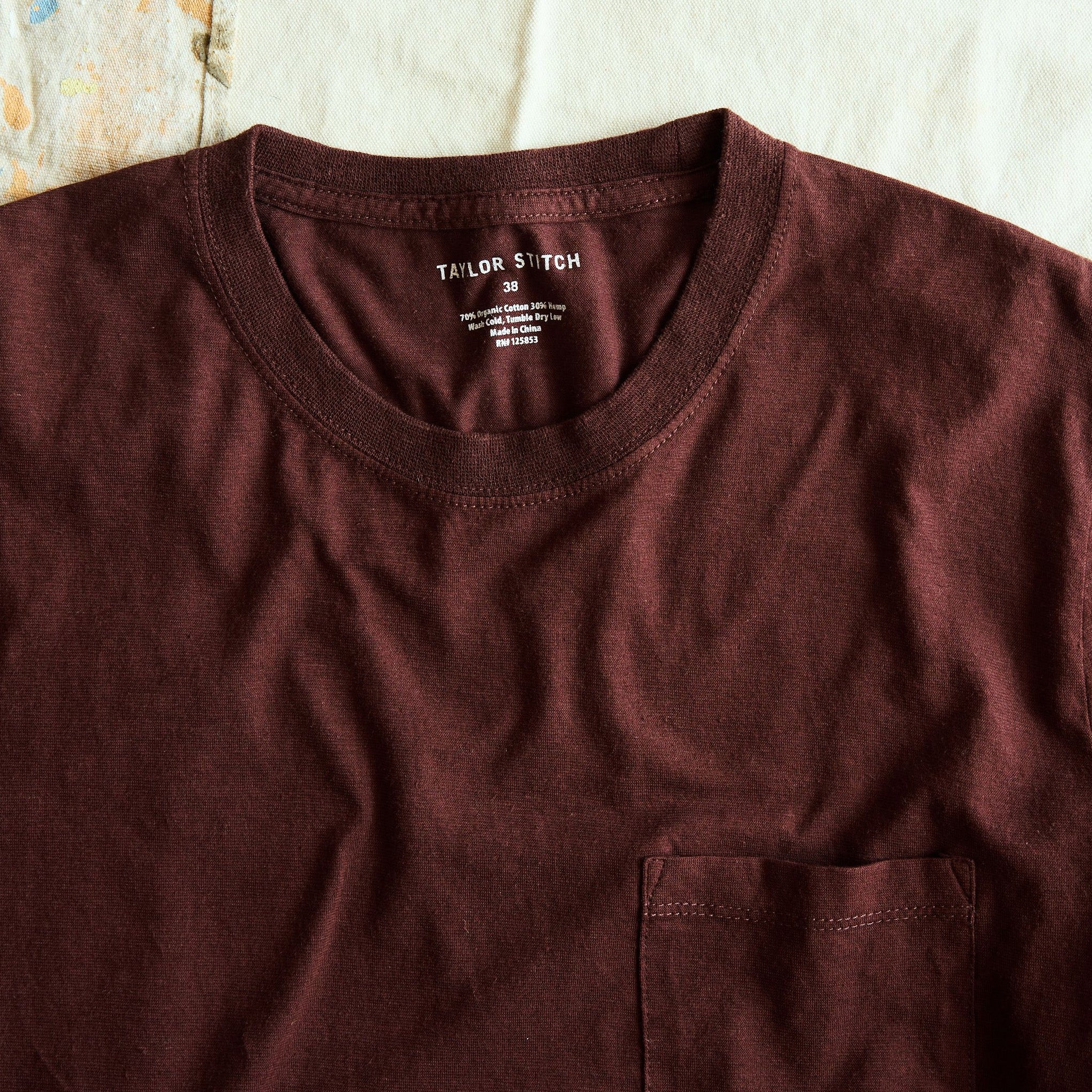 The Cotton Hemp Long Sleeve Tee in Burgundy - Image 3