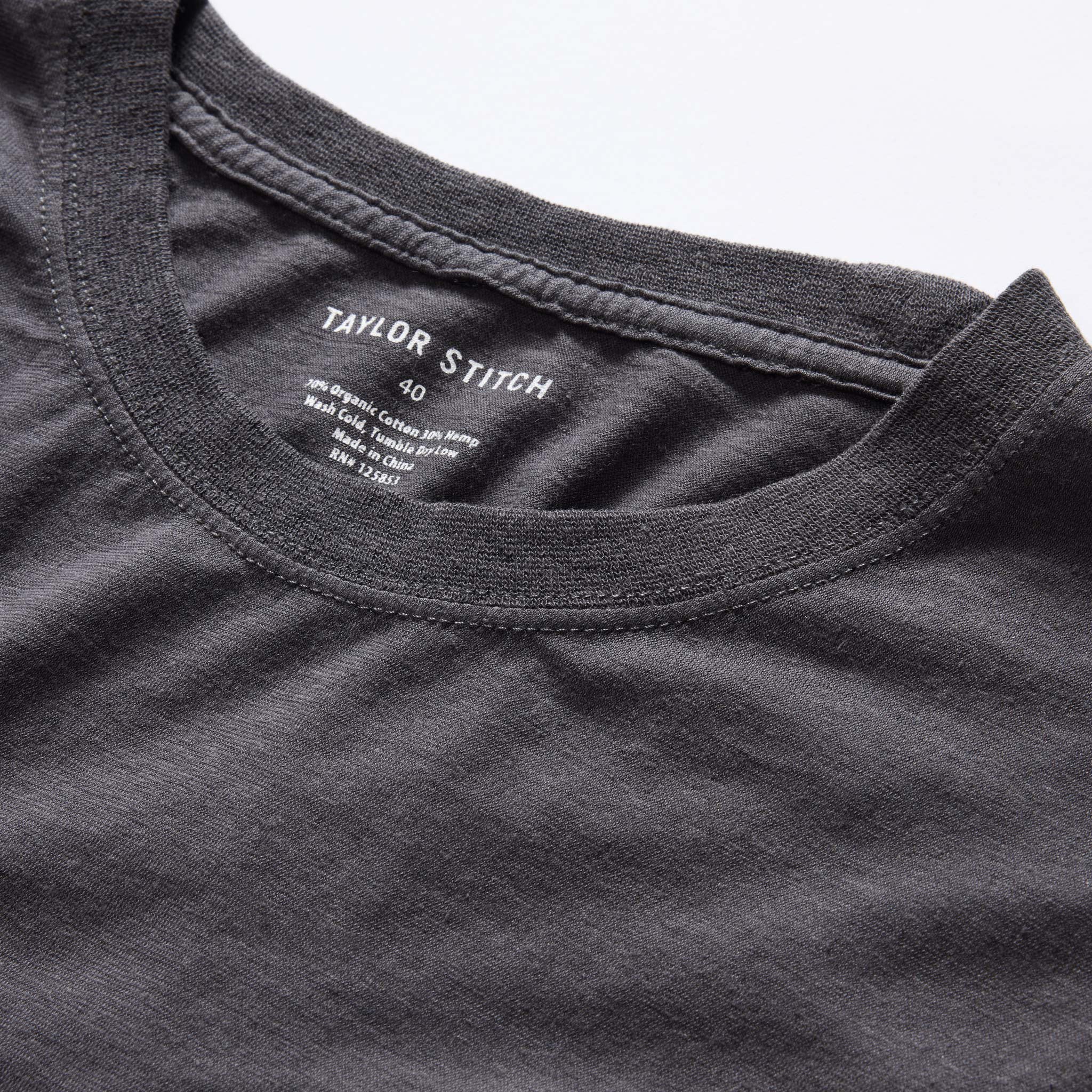 The Cotton Hemp Long Sleeve Tee in Charcoal - Image 5