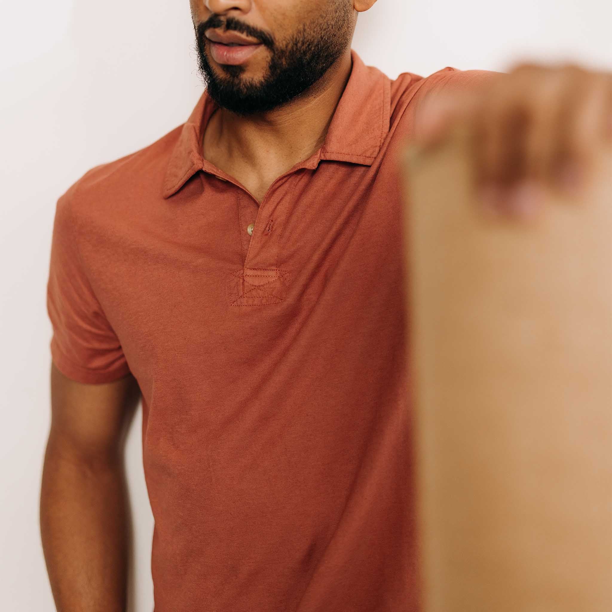 The Cotton Hemp Polo in Fired Clay - Image 3