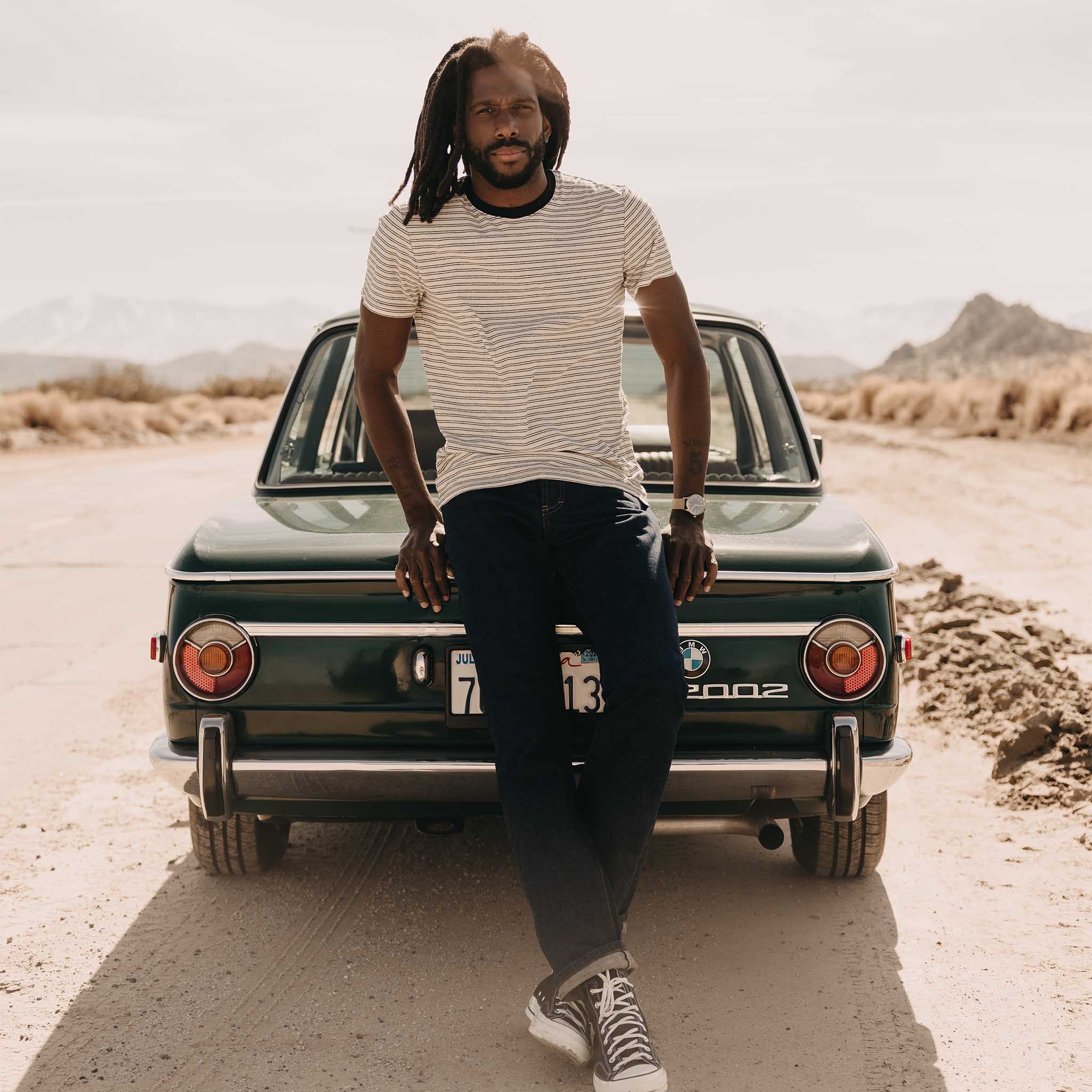 The Cotton Hemp Tee in Black Coffee Stripe - Image 2