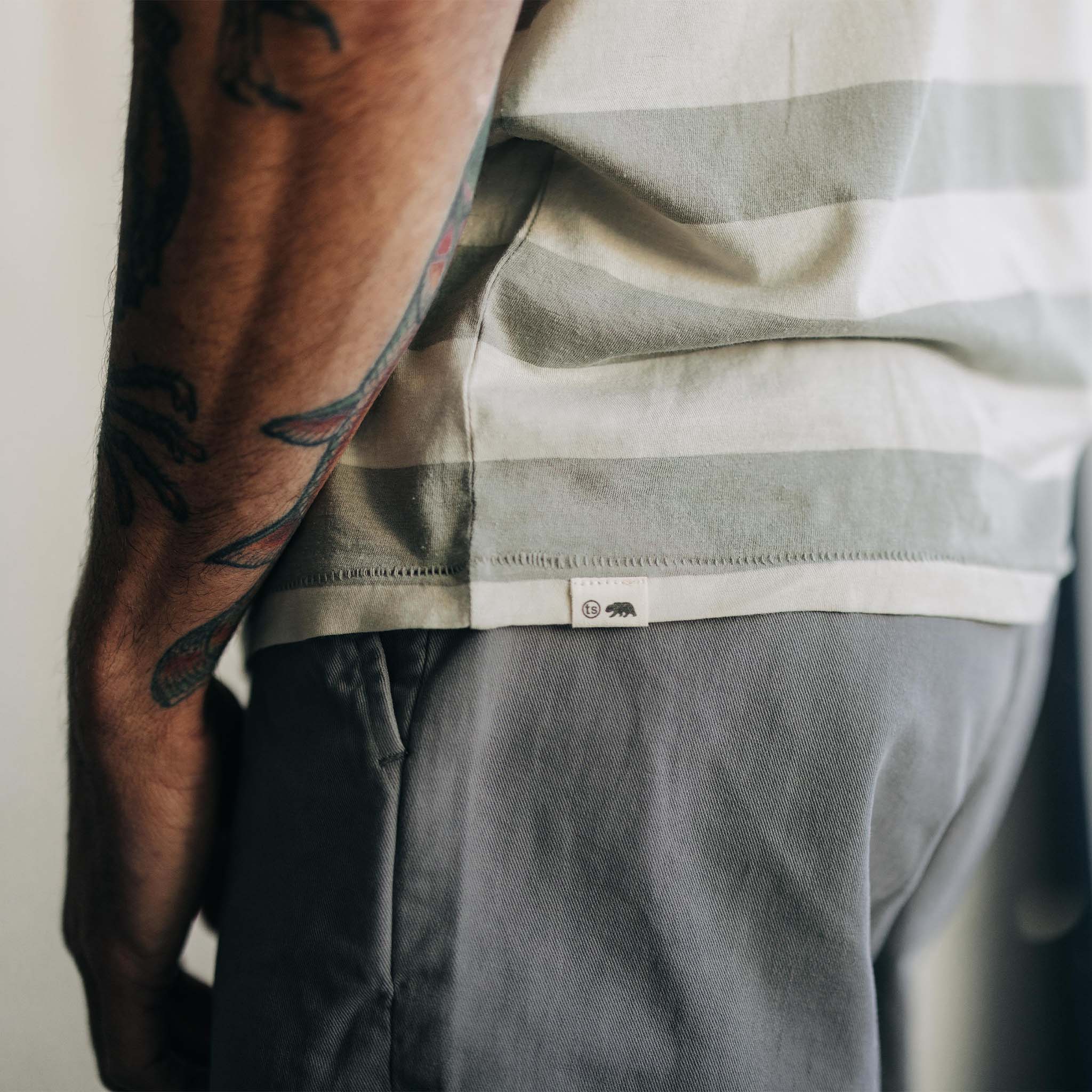 The Cotton Hemp Tee in Natural and Sagebrush Stripe - Image 4