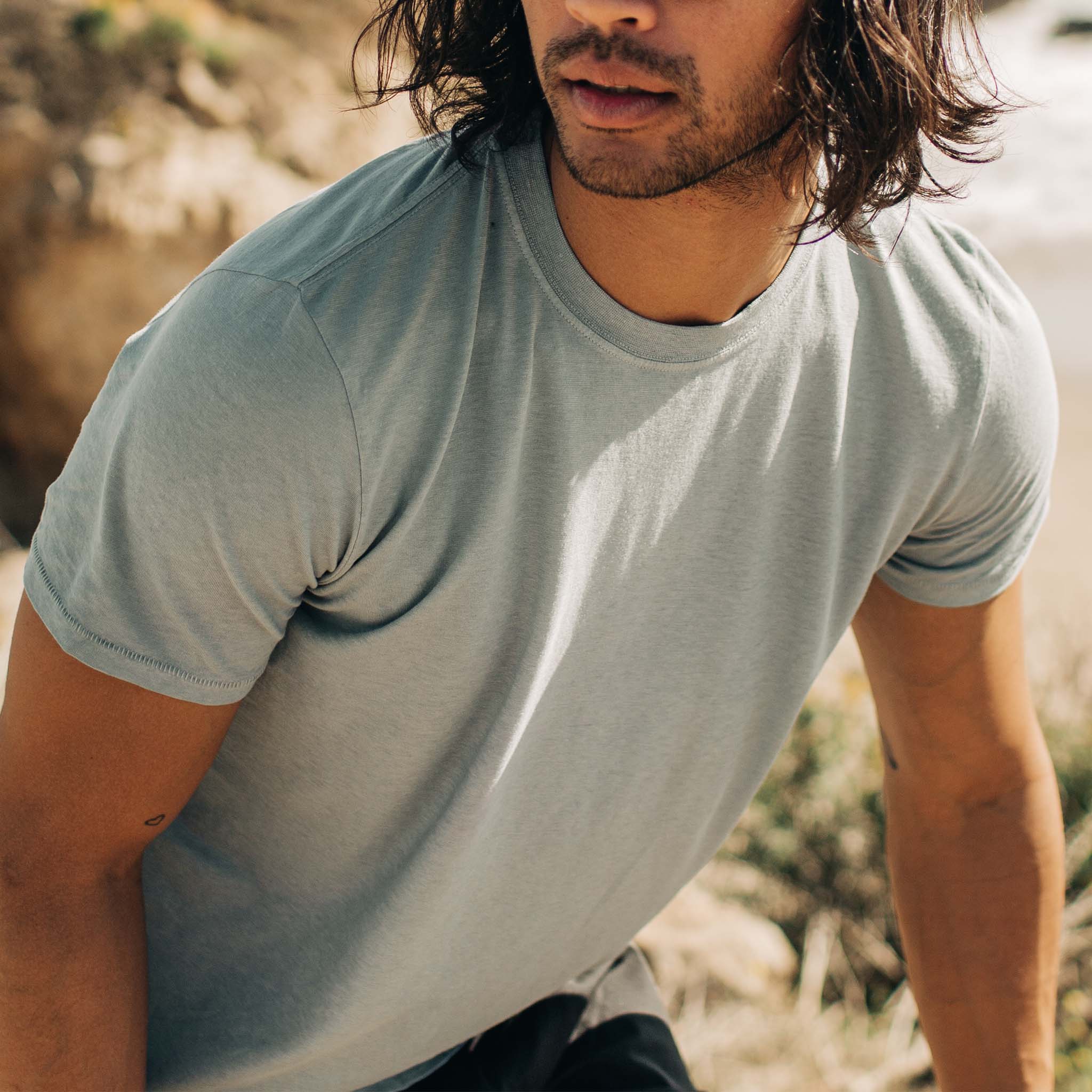 The Cotton Hemp Tee in Ocean - Image 3