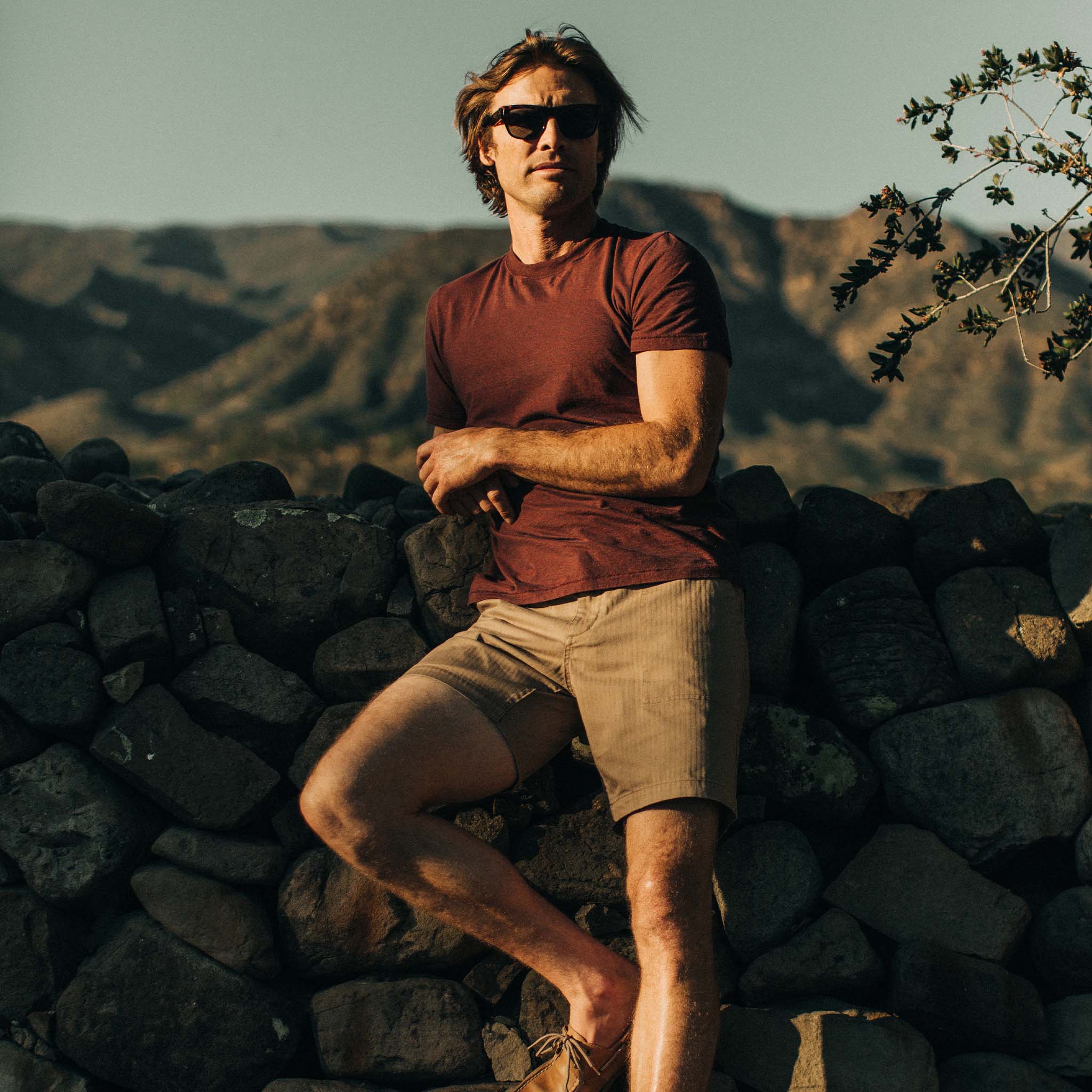 The Cotton Hemp Tee in Rust and Navy Stripe - Image 2