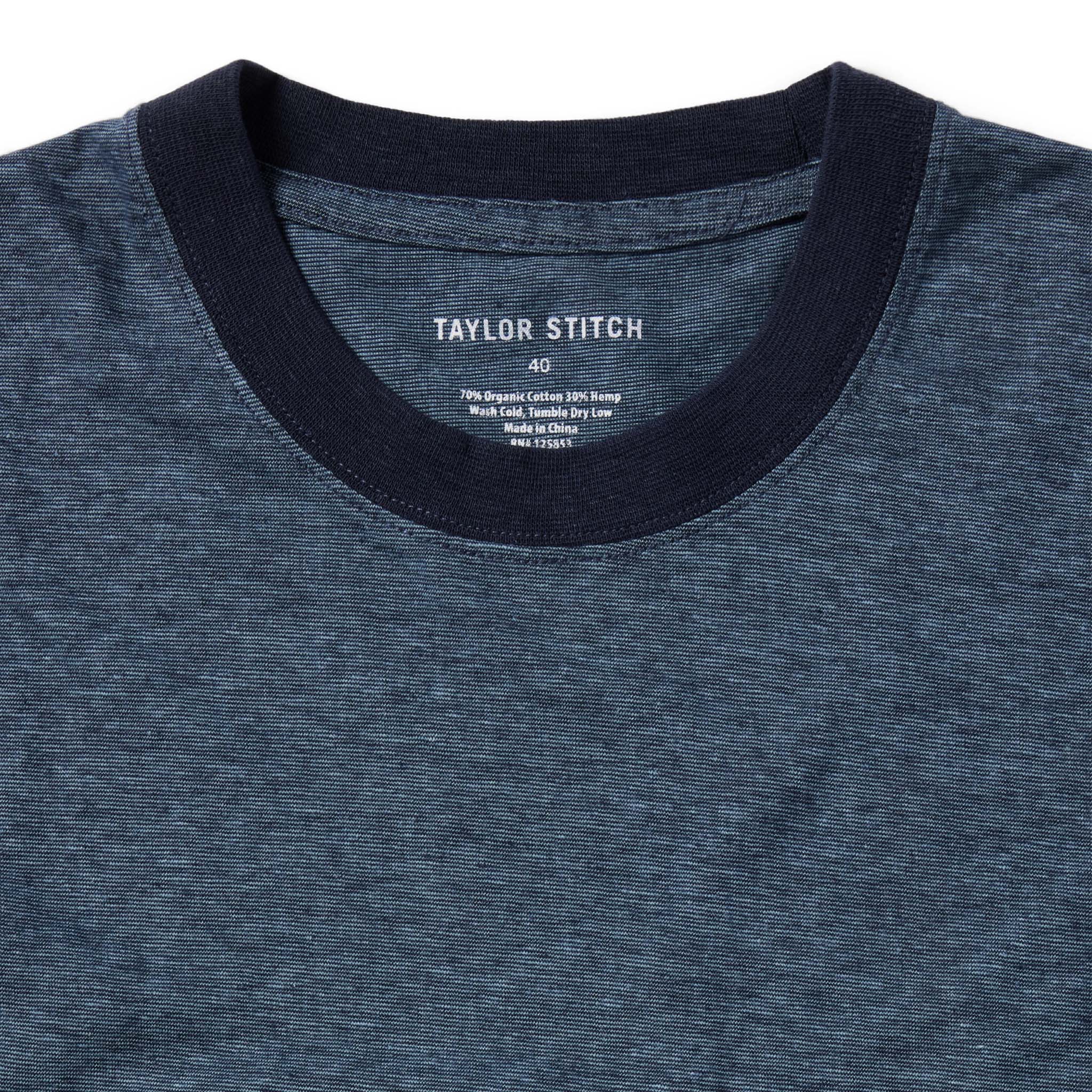 The Cotton Hemp Tee in Slate and Navy Stripe - Image 6