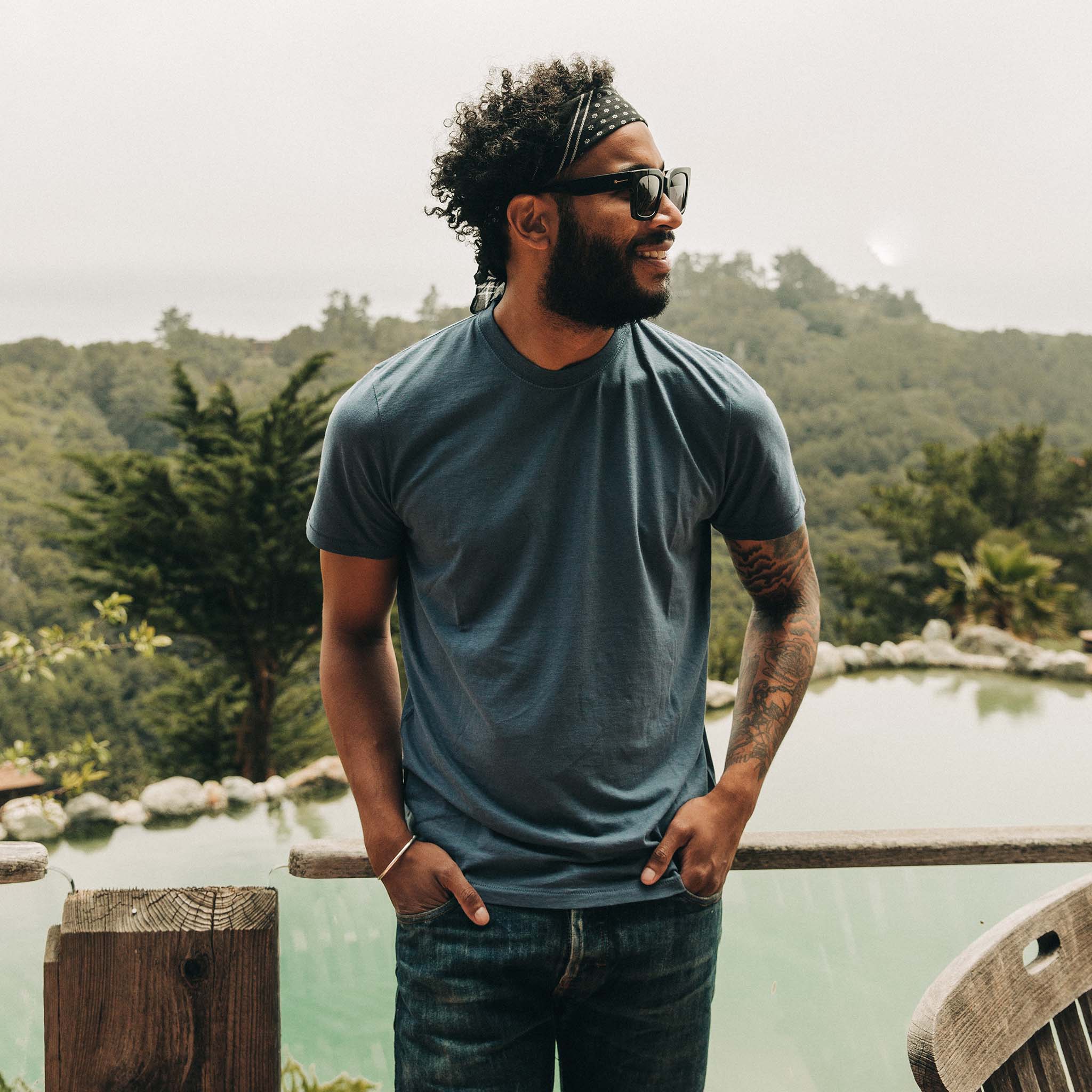 The Cotton Hemp Tee in Steel Blue - Image 2