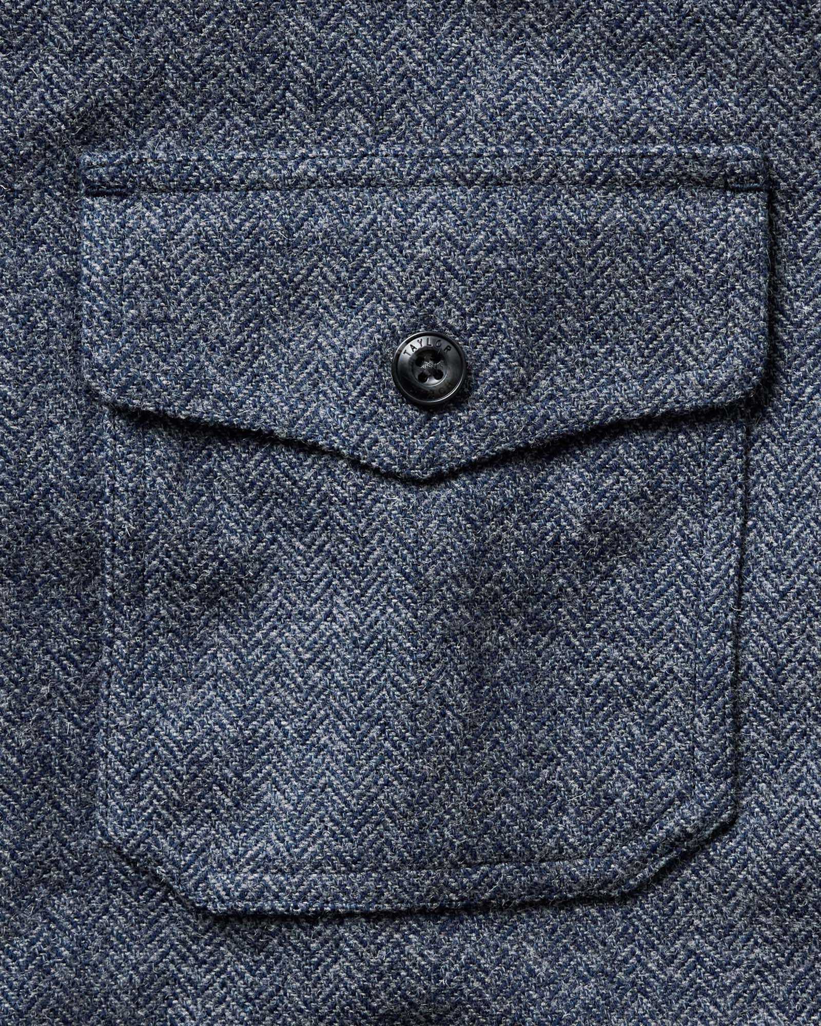 The CPO Overshirt in Indigo Ash Wool Herringbone - Image 6