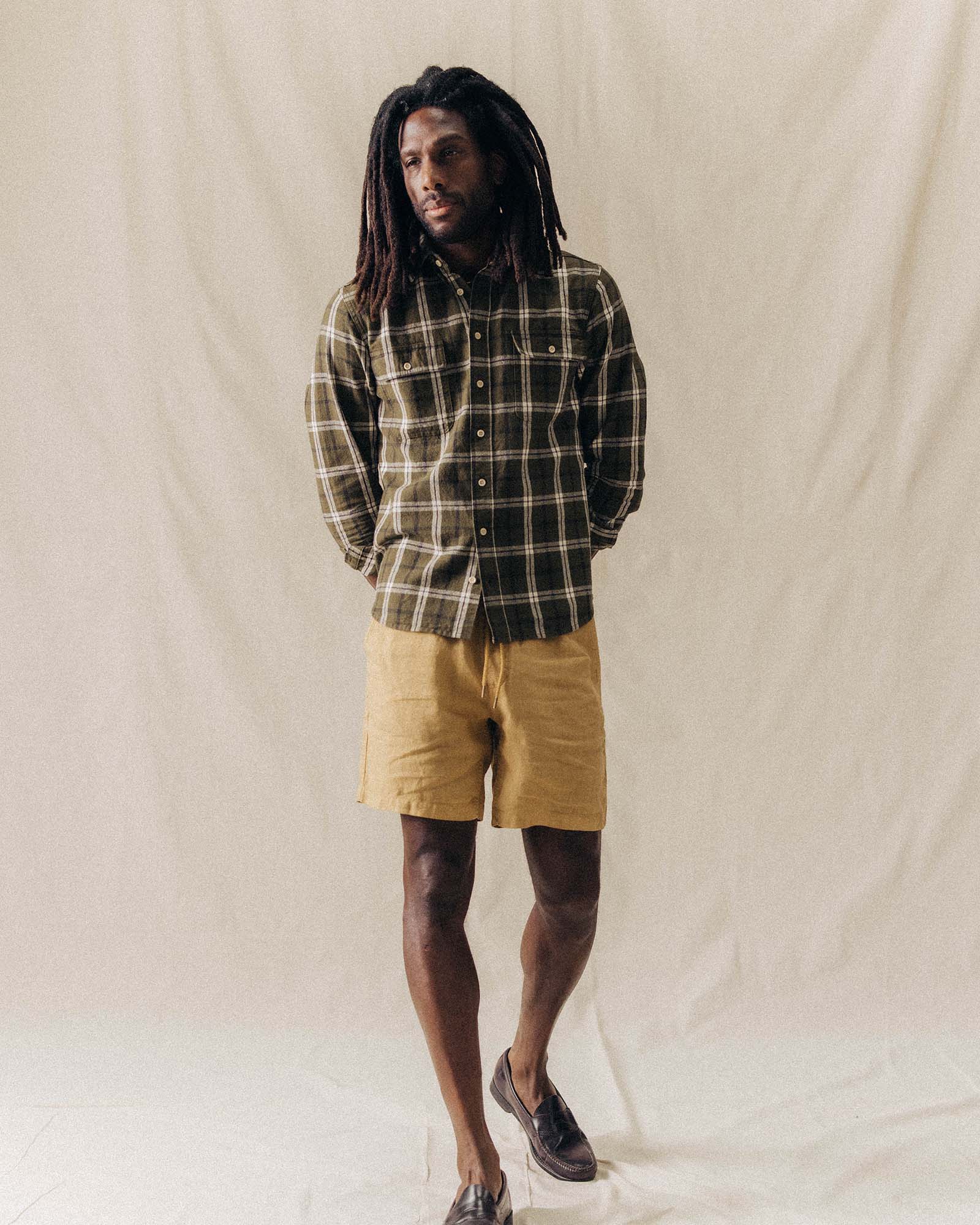 The Craftsman Shirt in Canteen Plaid Linen - Image 2