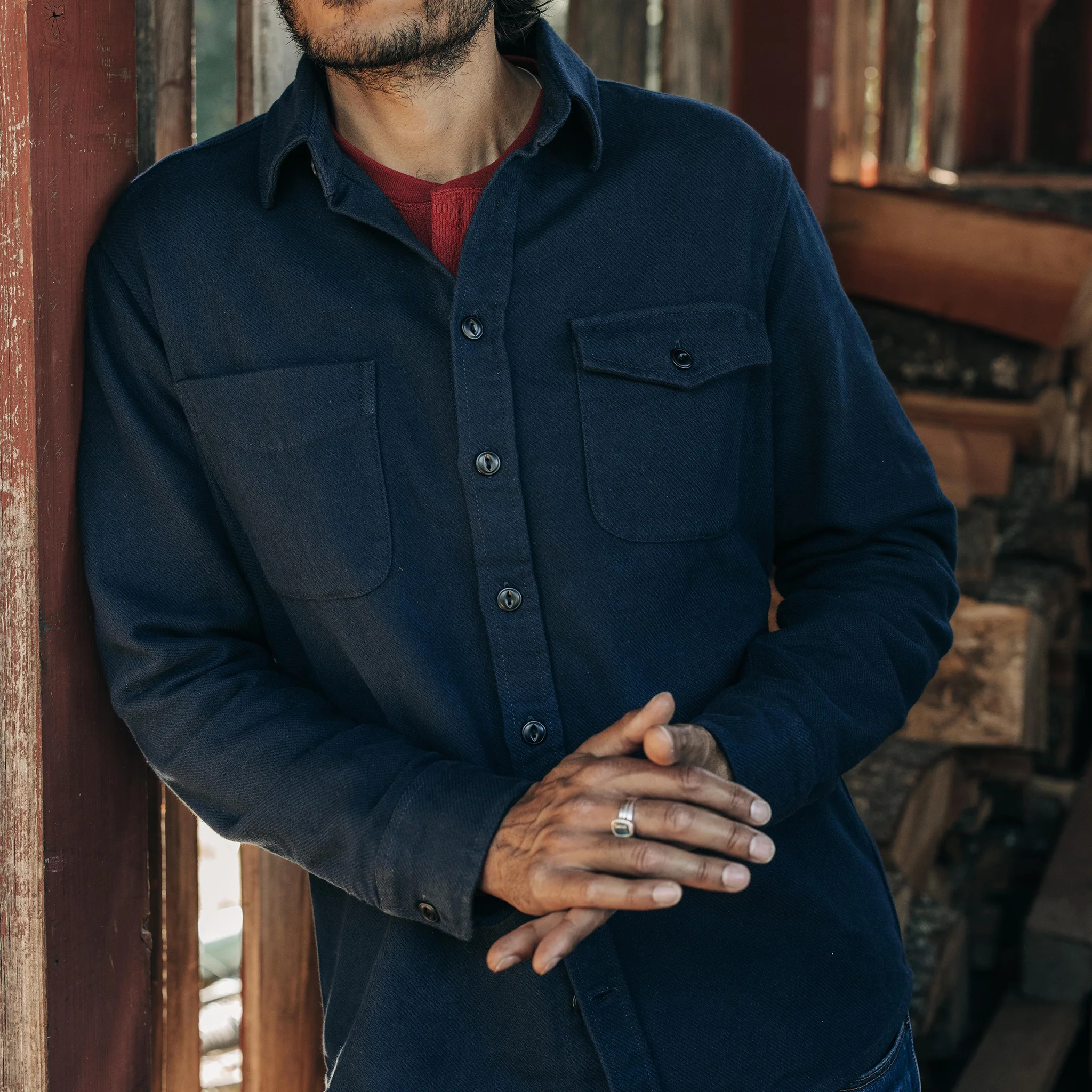 The Crater Shirt in Navy Twill - Image 4