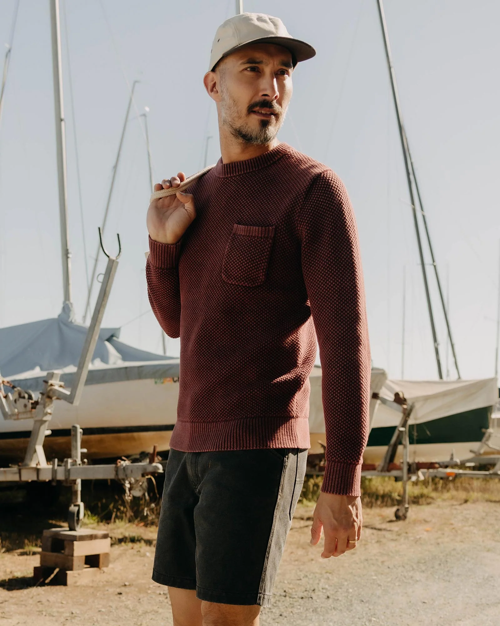The Crawford Crew Sweater in Dried Cherry - Image 2