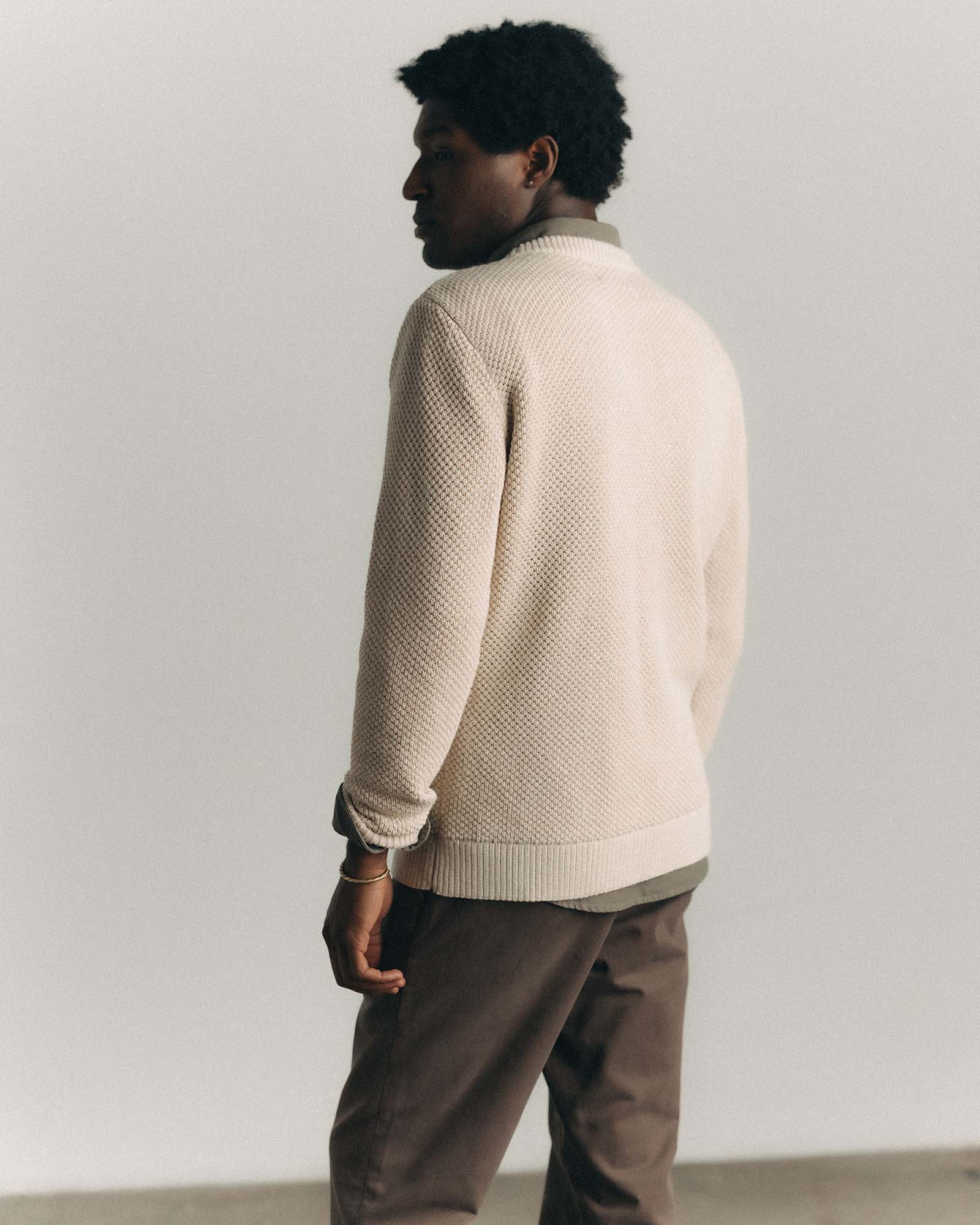 The Crawford Crew Sweater in Marled Natural - Image 4