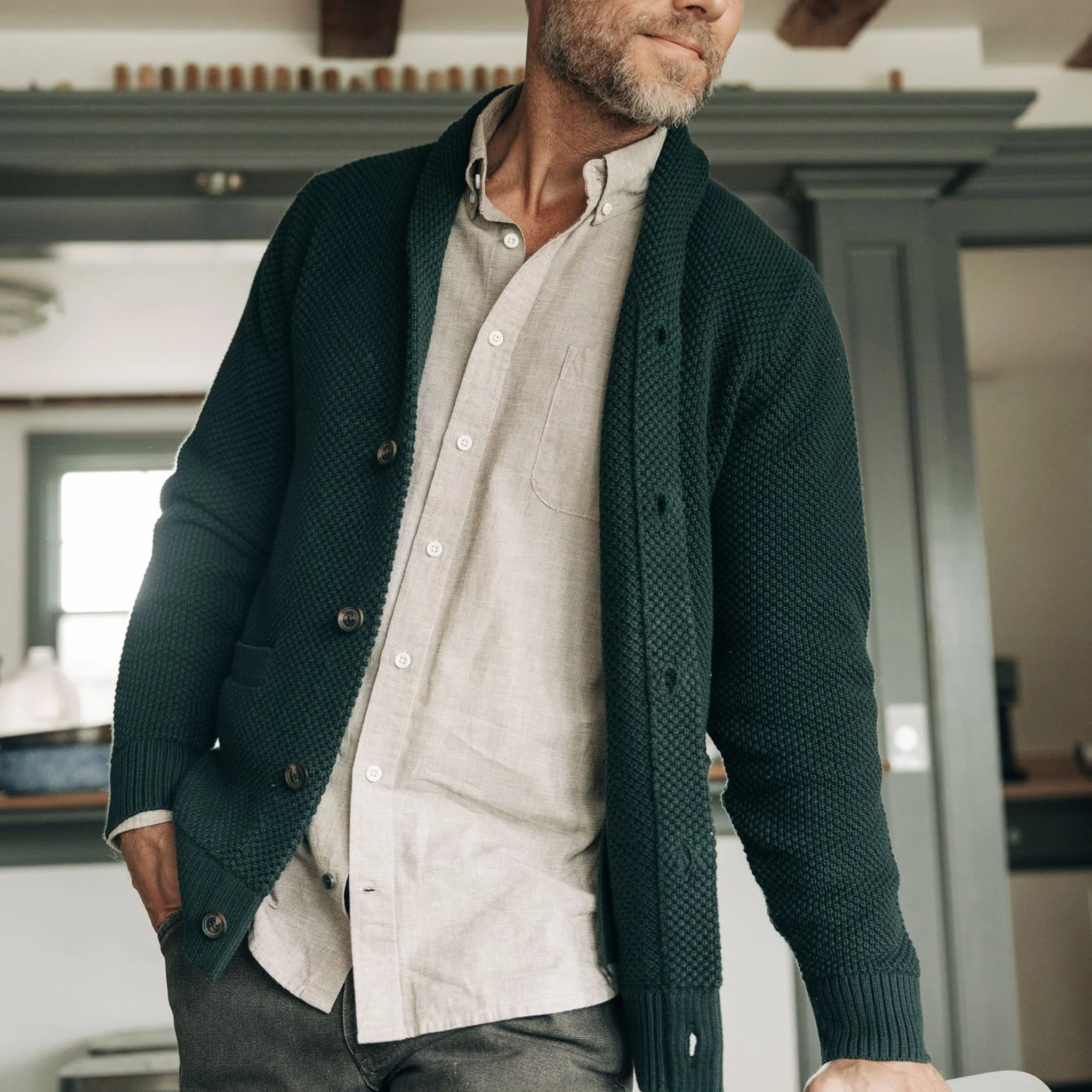 The Crawford Sweater in Dark Forest - Image 3