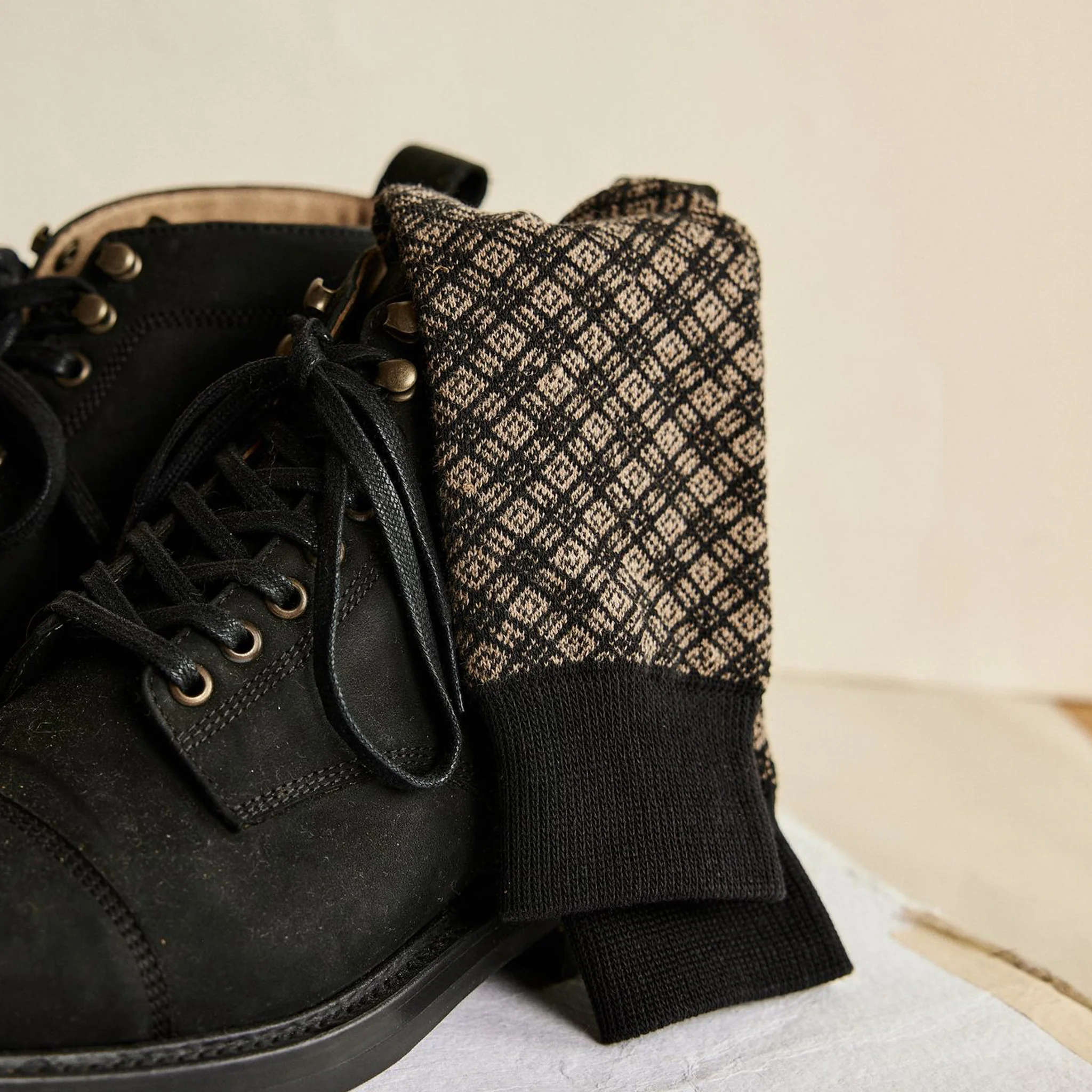 The Crew Sock in Coal Jacquard - Image 2
