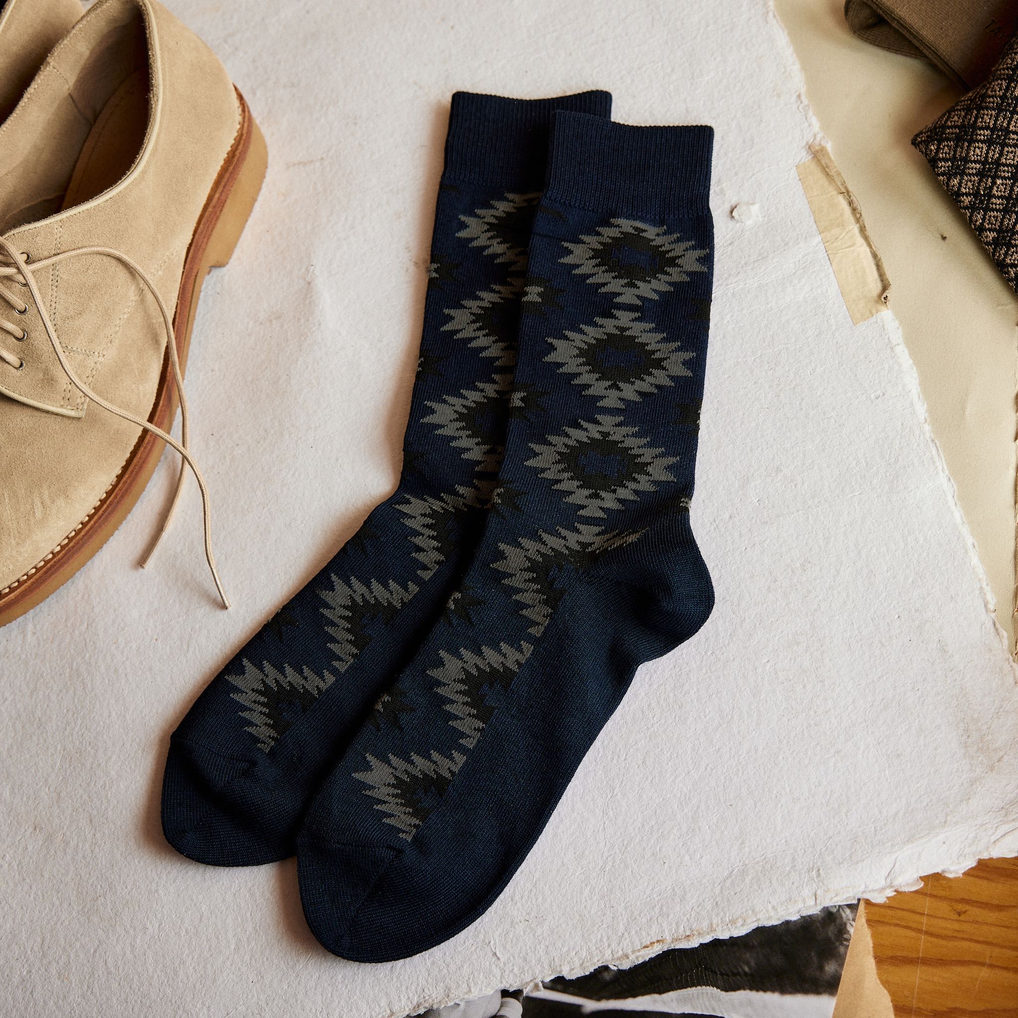 The Crew Sock in Navy Kilim - Image 2
