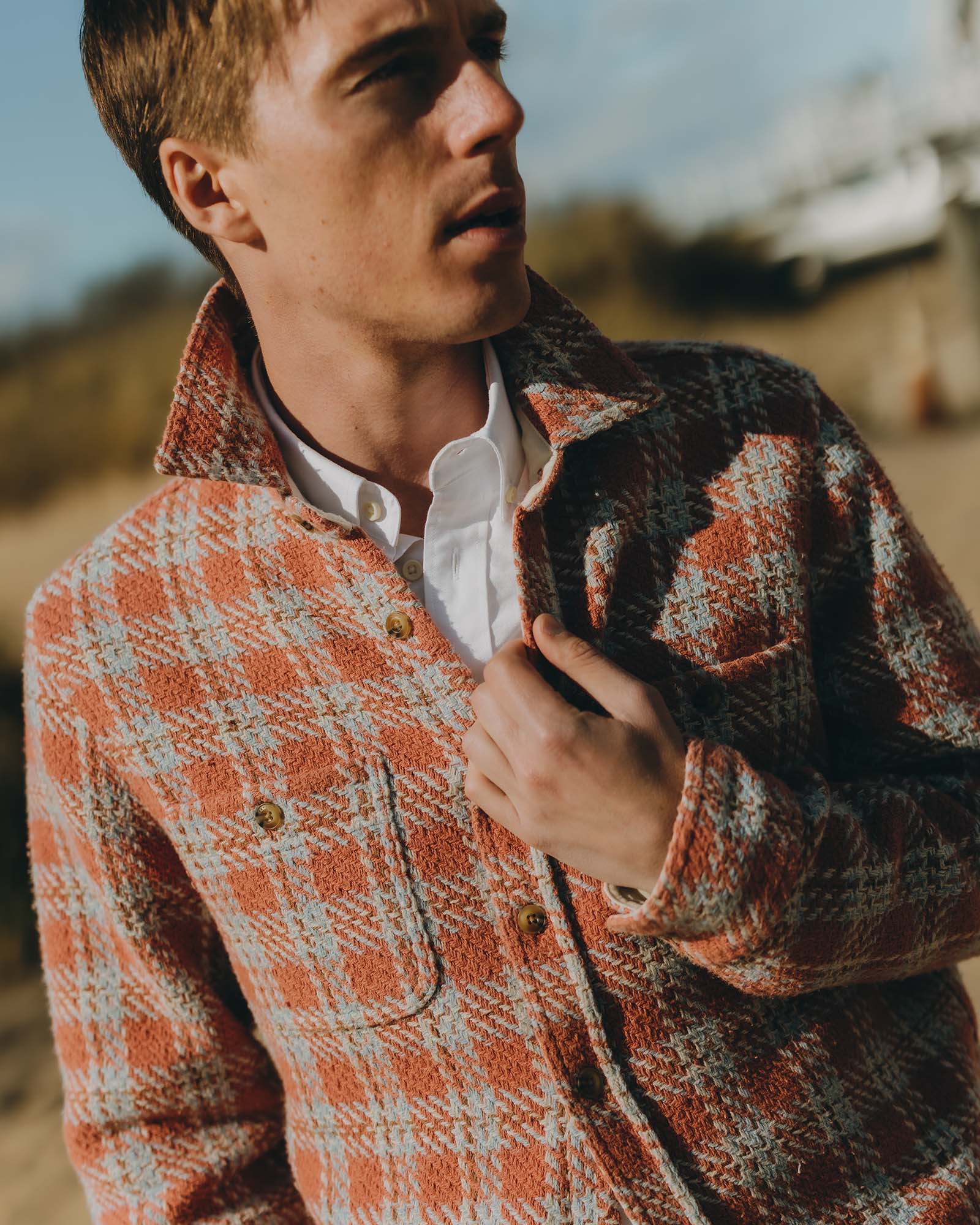 The Cutter Overshirt in Salmon Plaid - Image 2