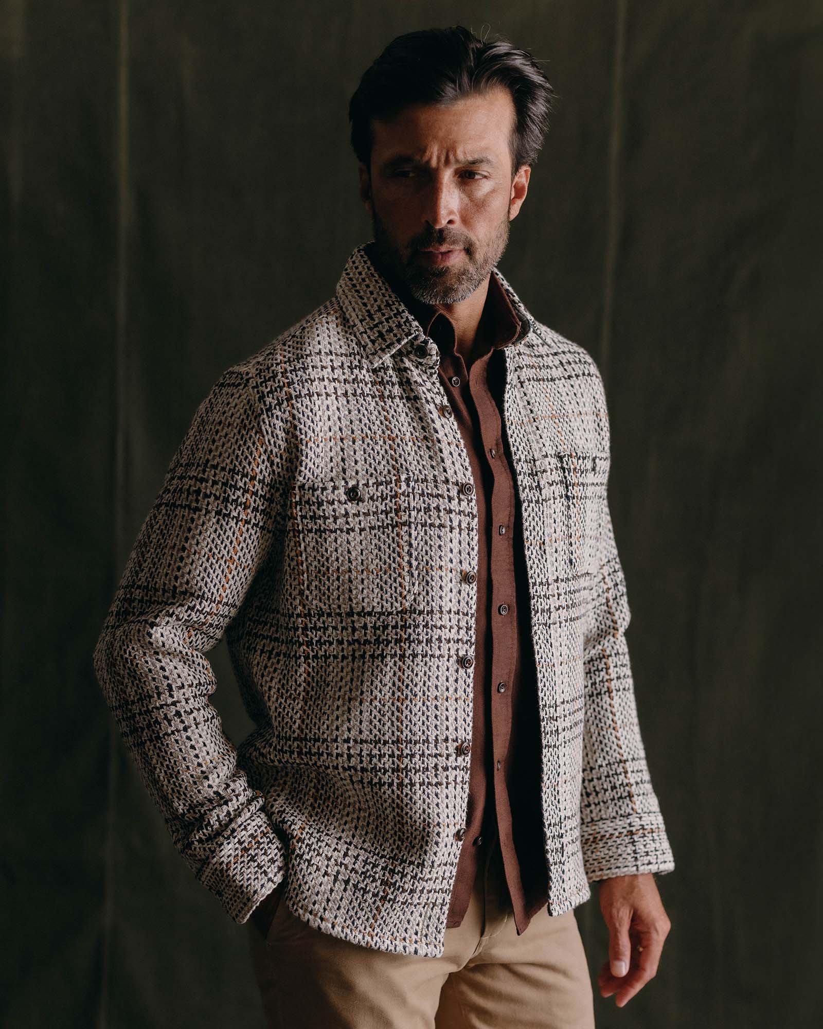 The Cutter Overshirt in Stone Plaid - Image 2