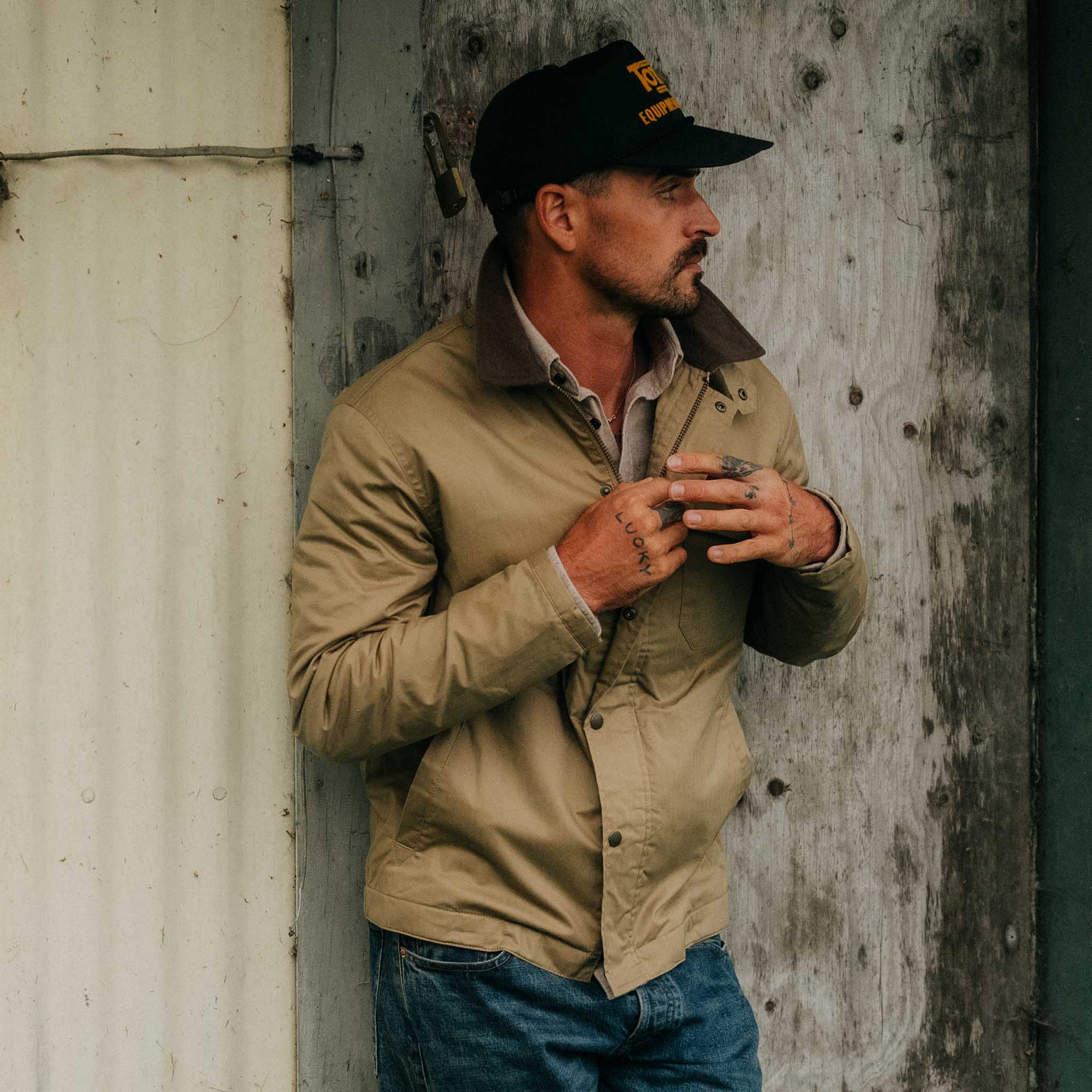 The Deck Jacket in Khaki Dry Wax - Image 4
