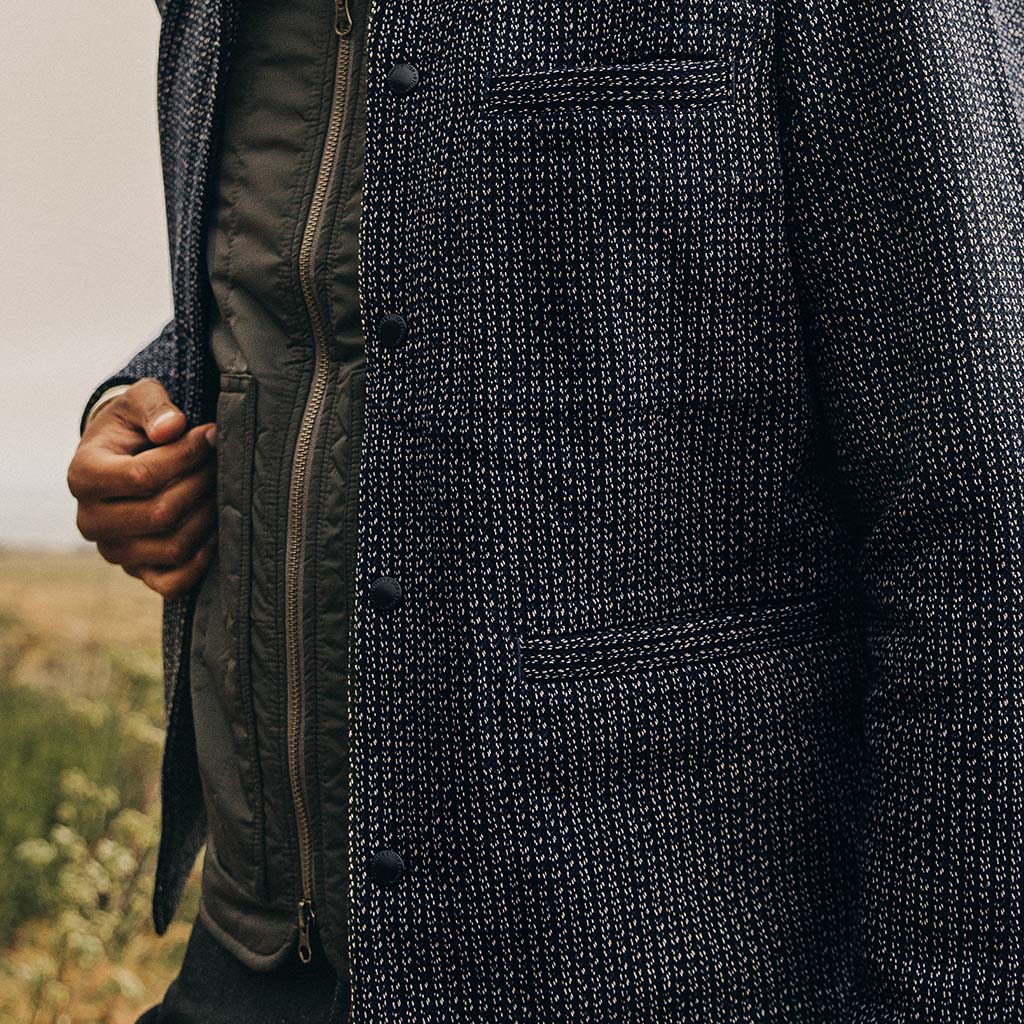 The Decker Jacket in Navy Wool Beach Cloth - Image 4