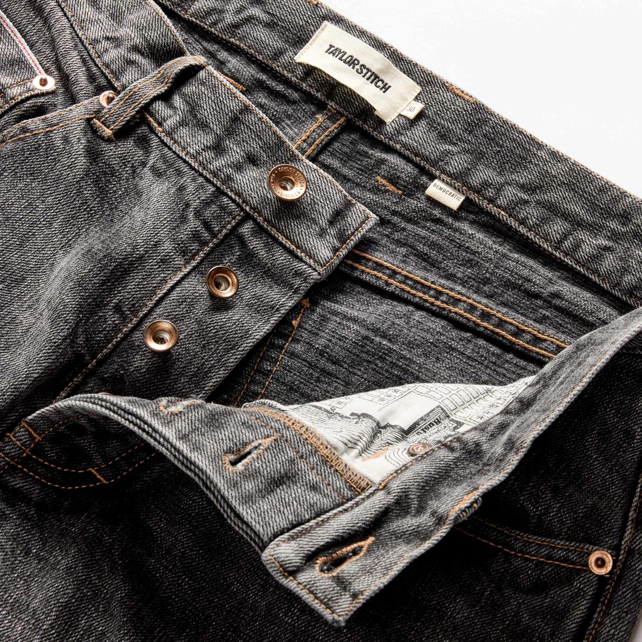 The Democratic Jean in Black 1-Year Wash Selvage Denim - Image 4