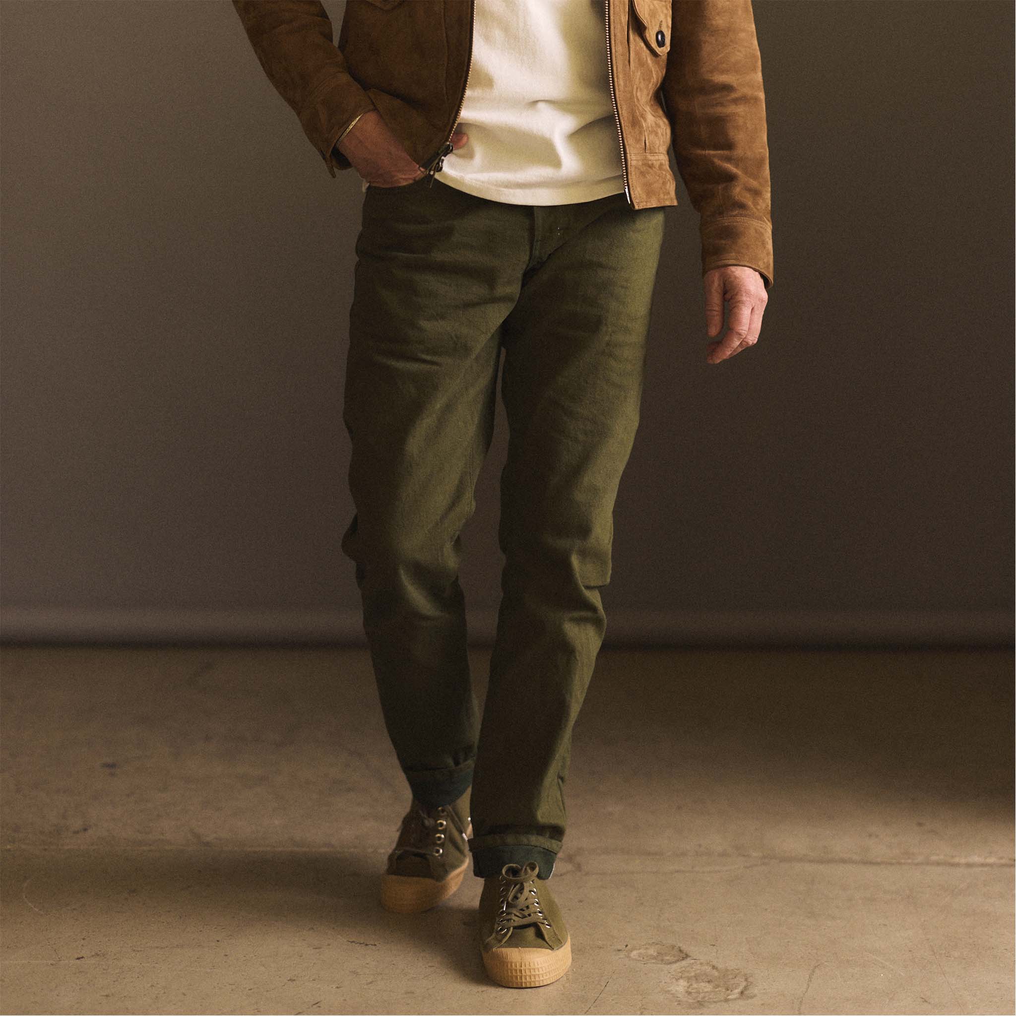 The Democratic Jean in Olive Nihon Menpu Selvage - Image 3
