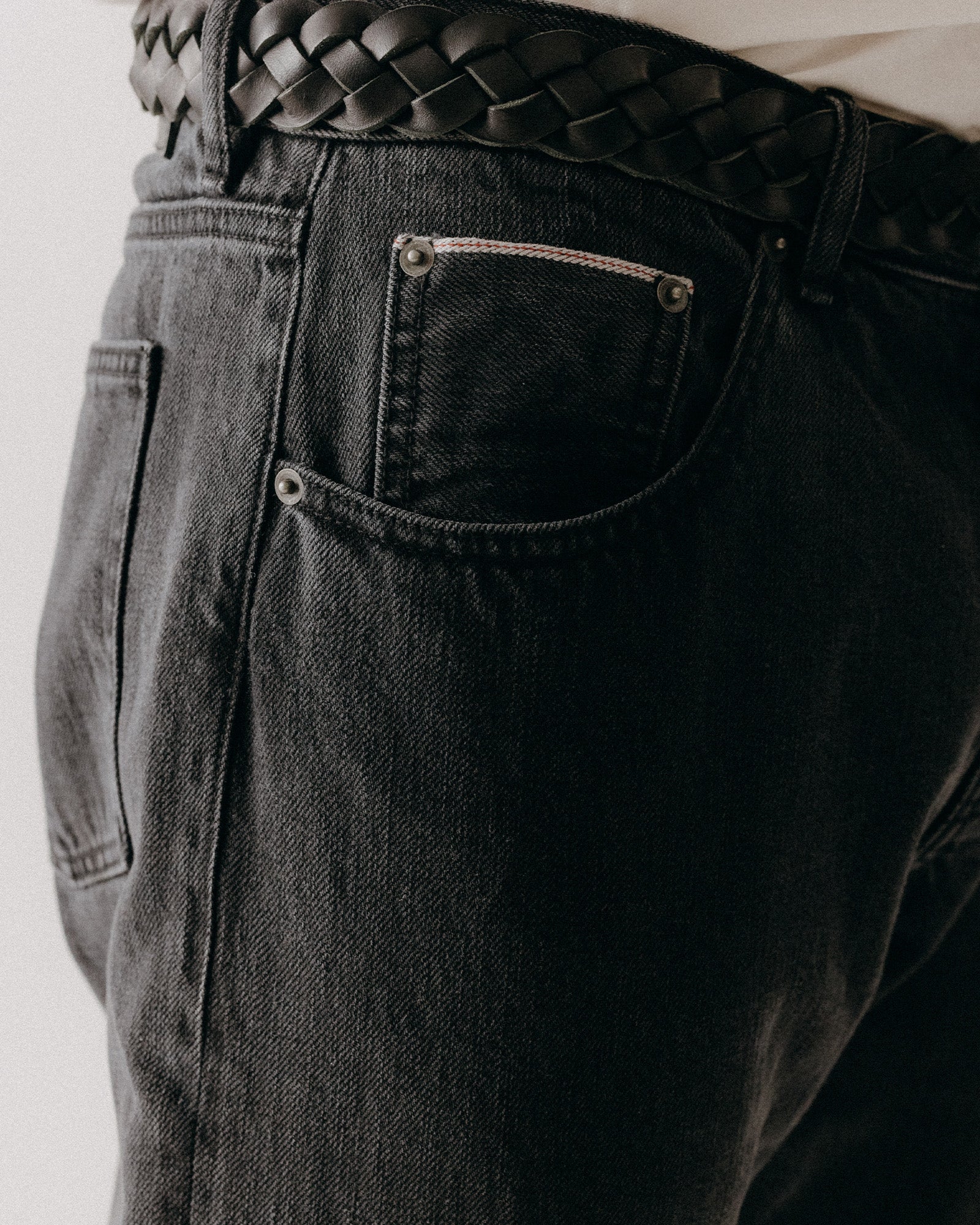The Democratic Jean in Washed Black Organic Slub Selvedge - Image 3