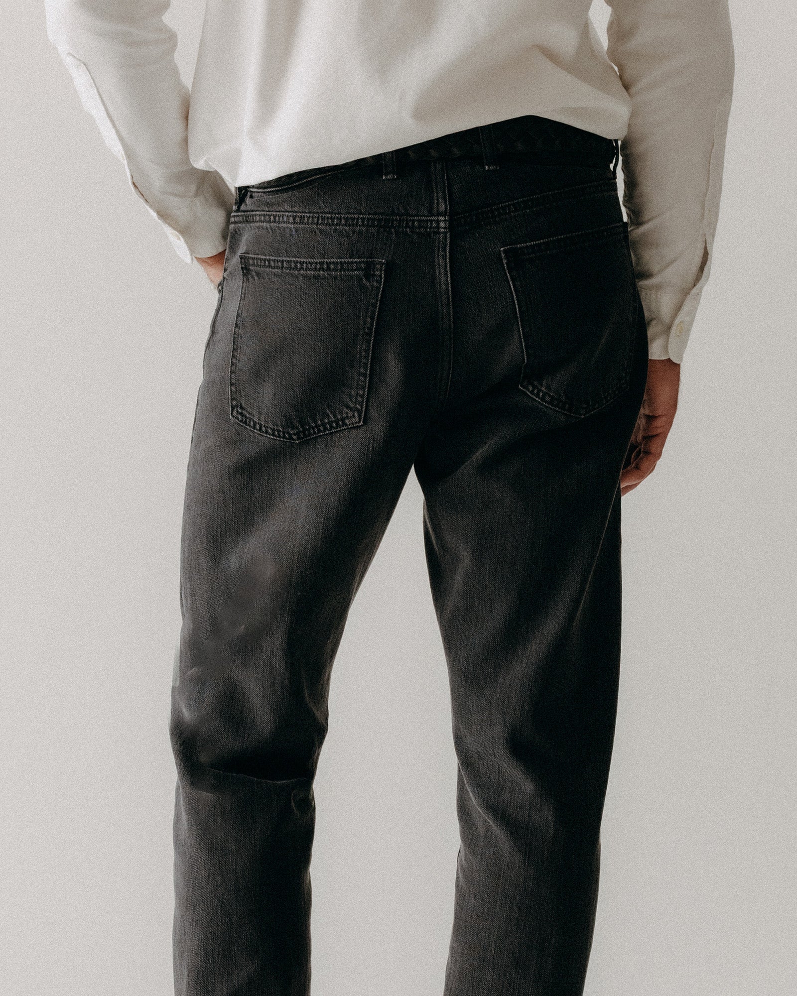 The Democratic Jean in Washed Black Organic Slub Selvedge - Image 4