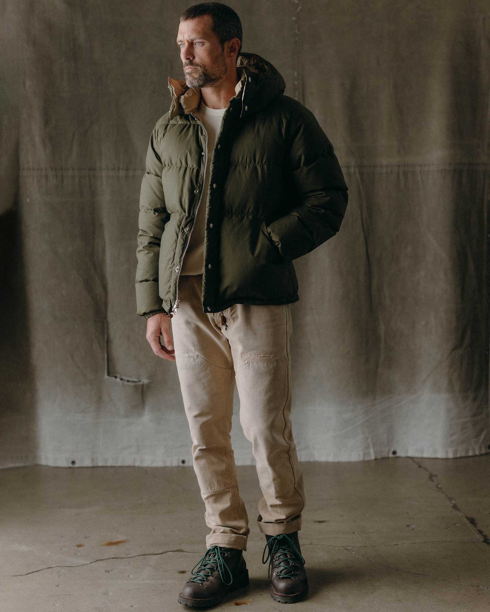 The Down Sweater in Olive Waxed Ripstop - Image 2