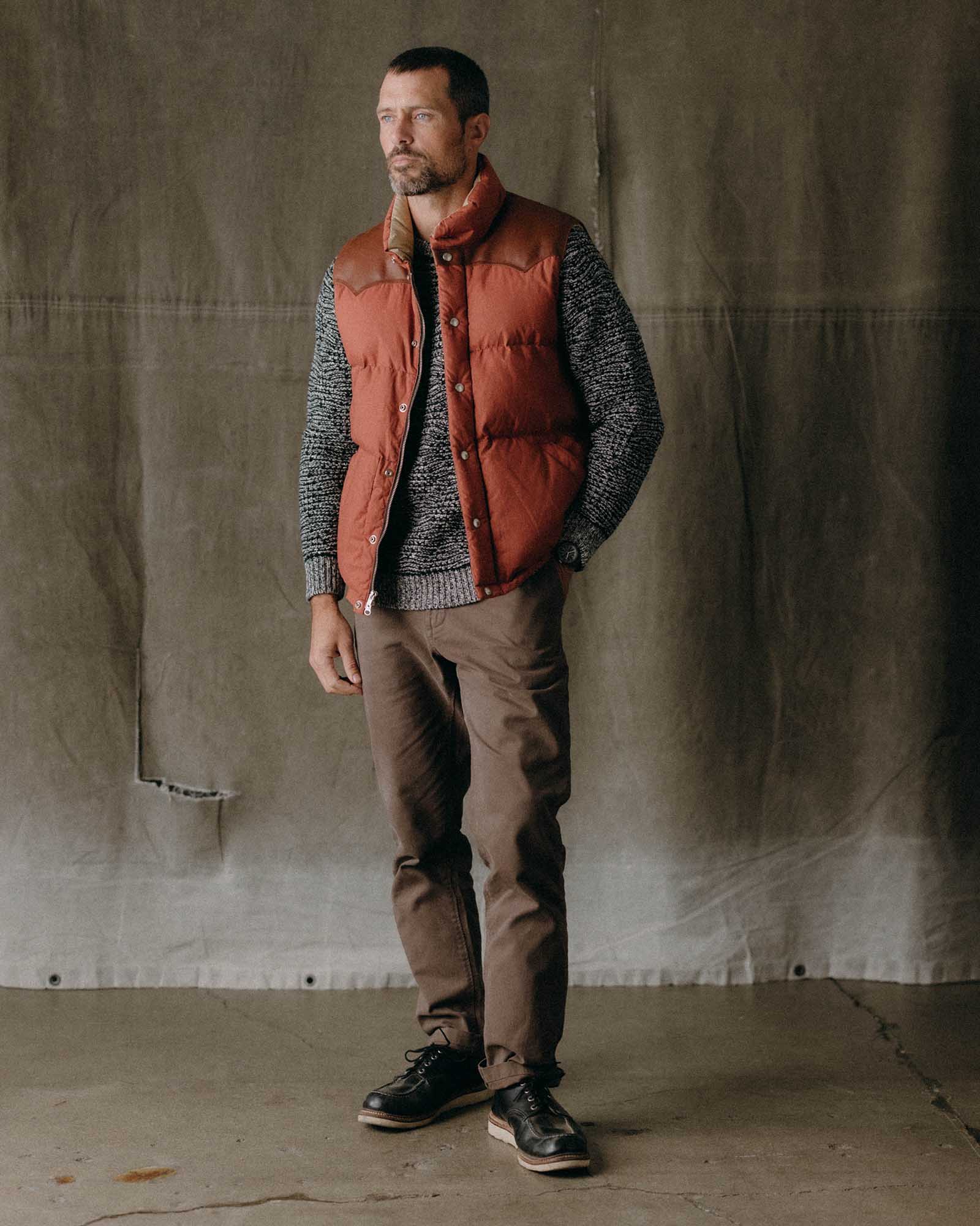 The Down Vest in Brick Red Waxed Ripstop - Image 3