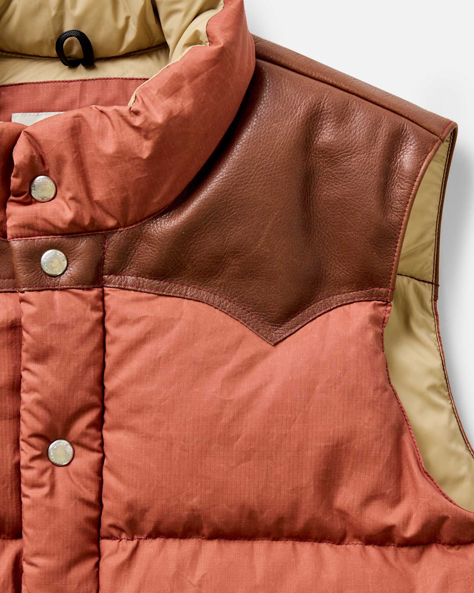 The Down Vest in Brick Red Waxed Ripstop - Image 4