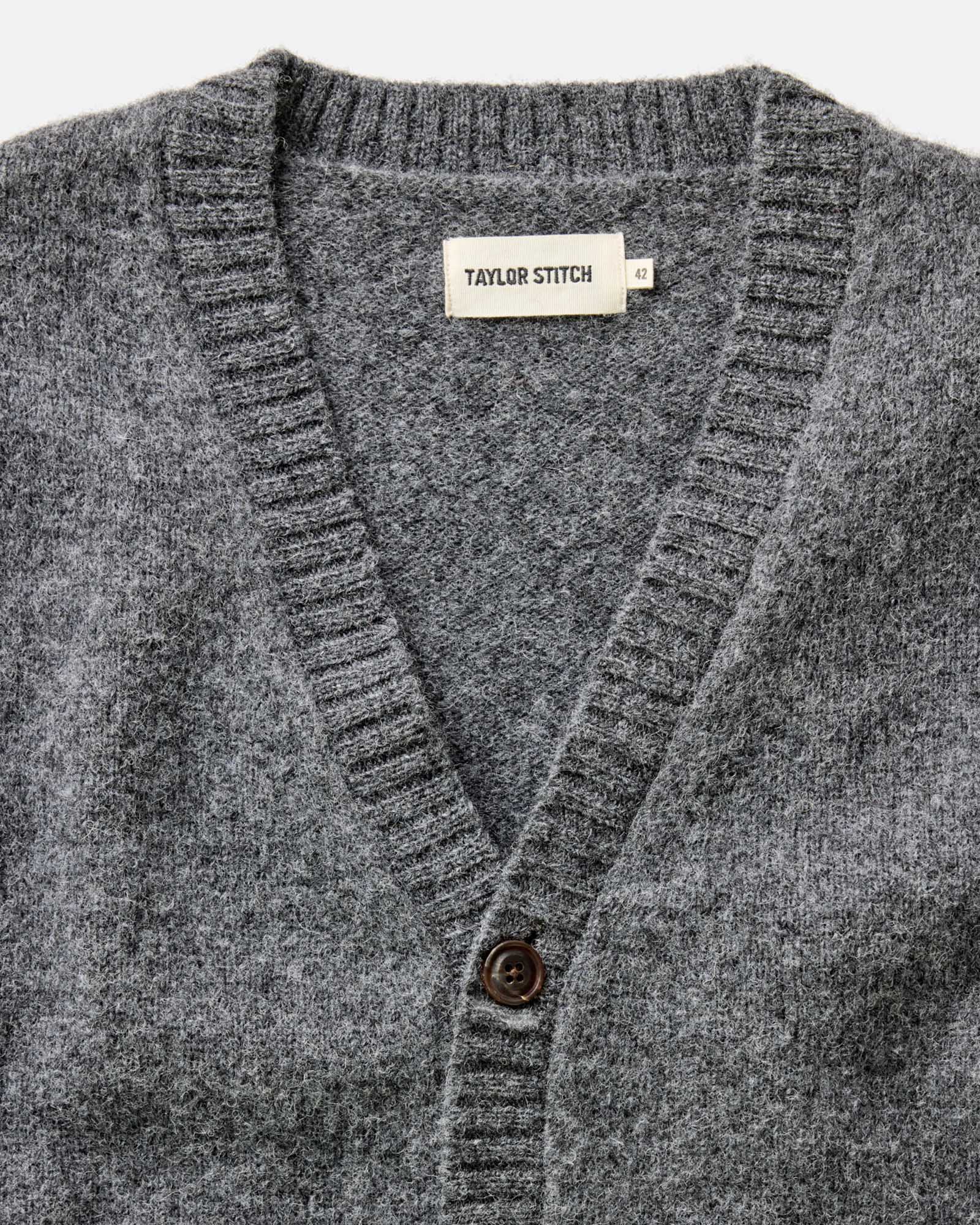 The Eastmoor Cardigan in Heather Graphite Wool - Image 4