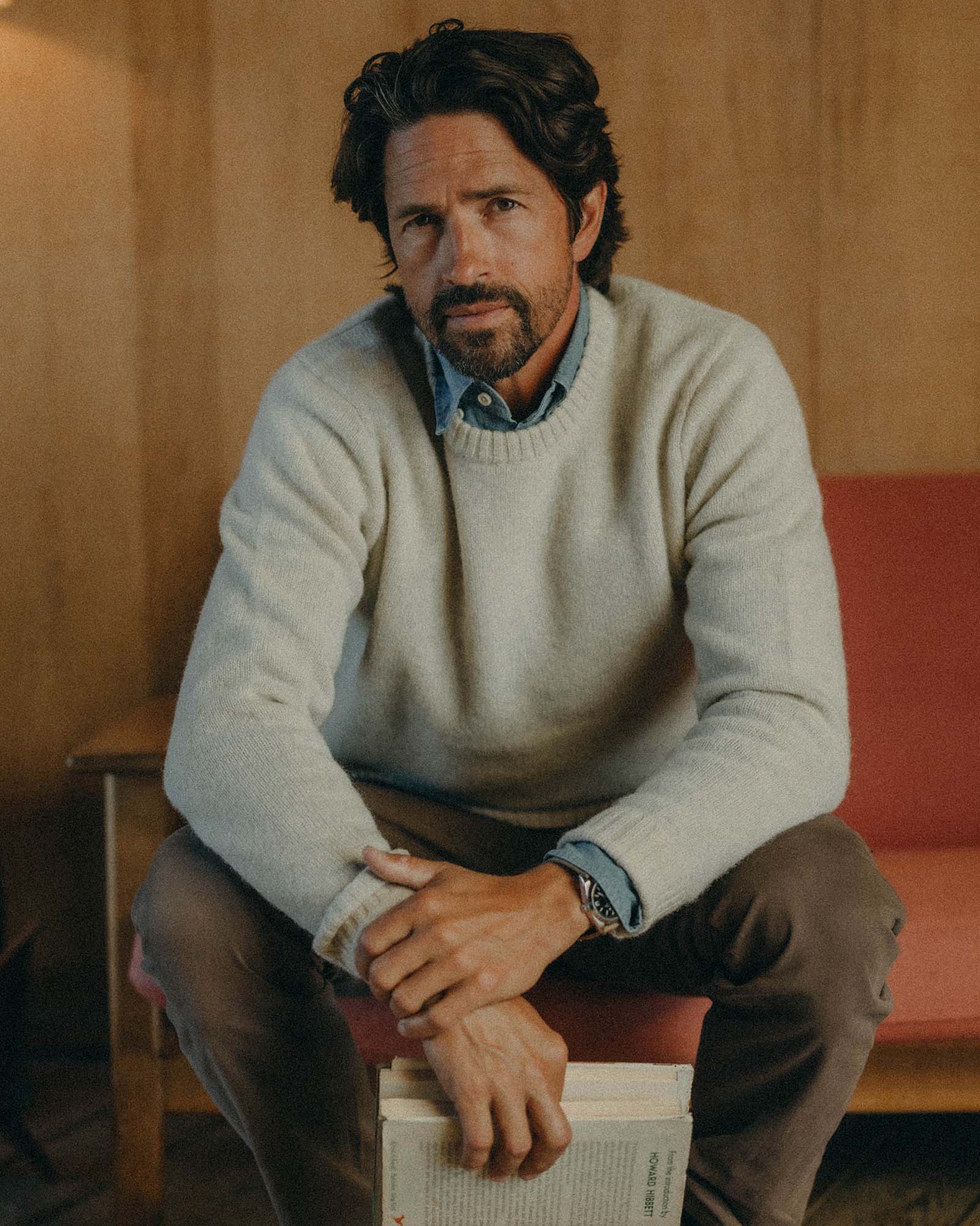 The Eastmoor Sweater in Heather Ivory Wool - Image 2