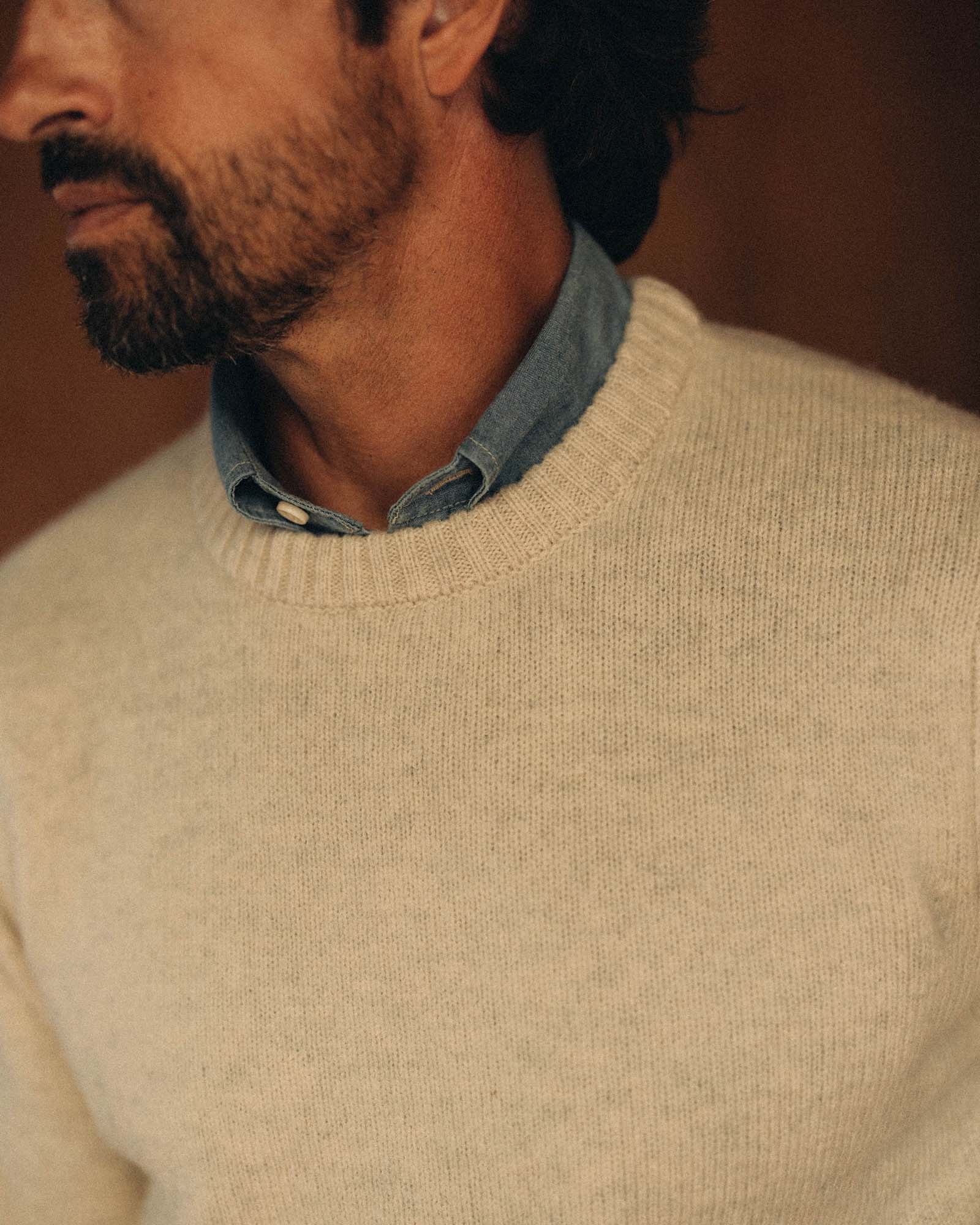 The Eastmoor Sweater in Heather Ivory Wool - Image 3