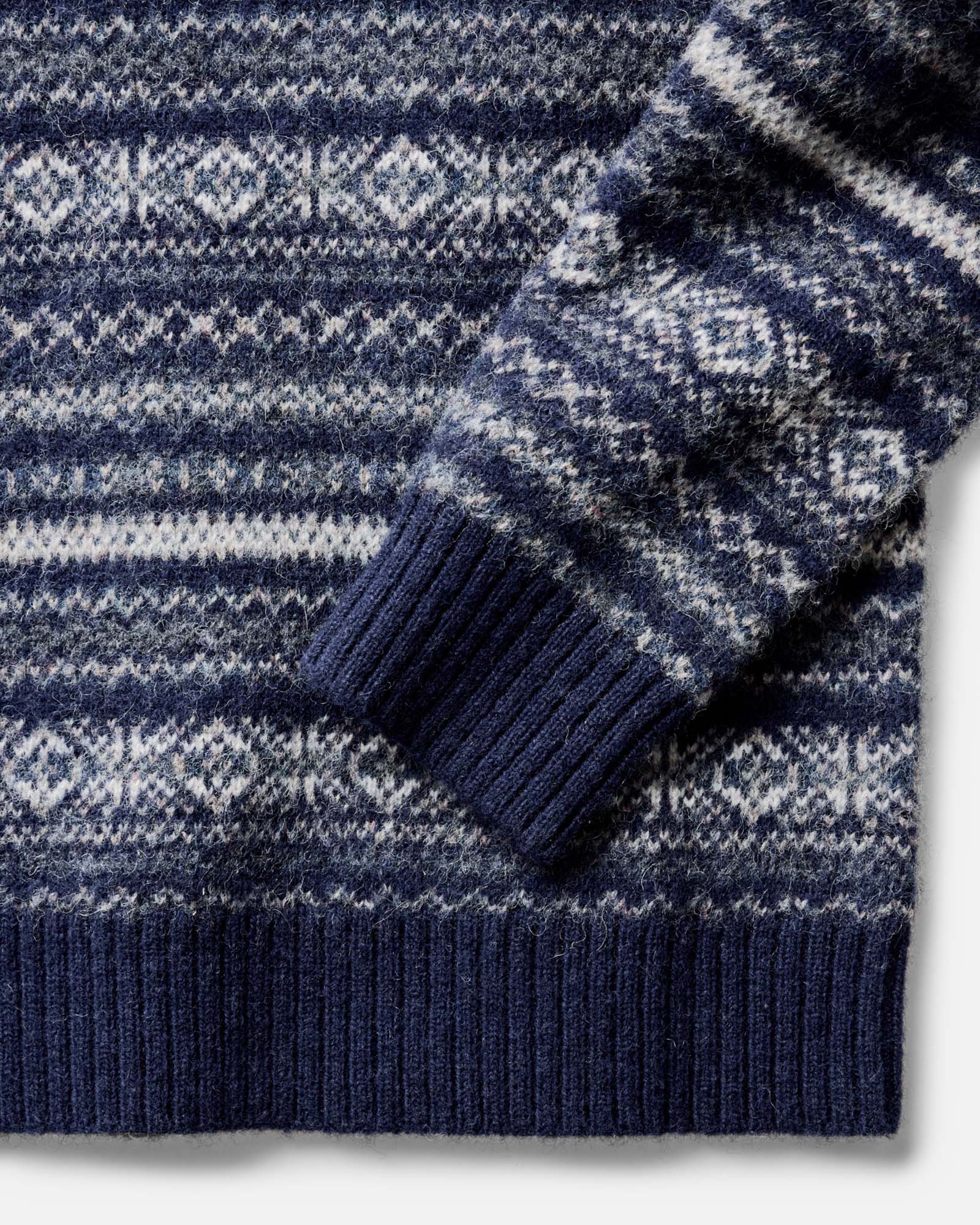 The Eastmoor Sweater in Navy Fair Isle Wool - Image 4