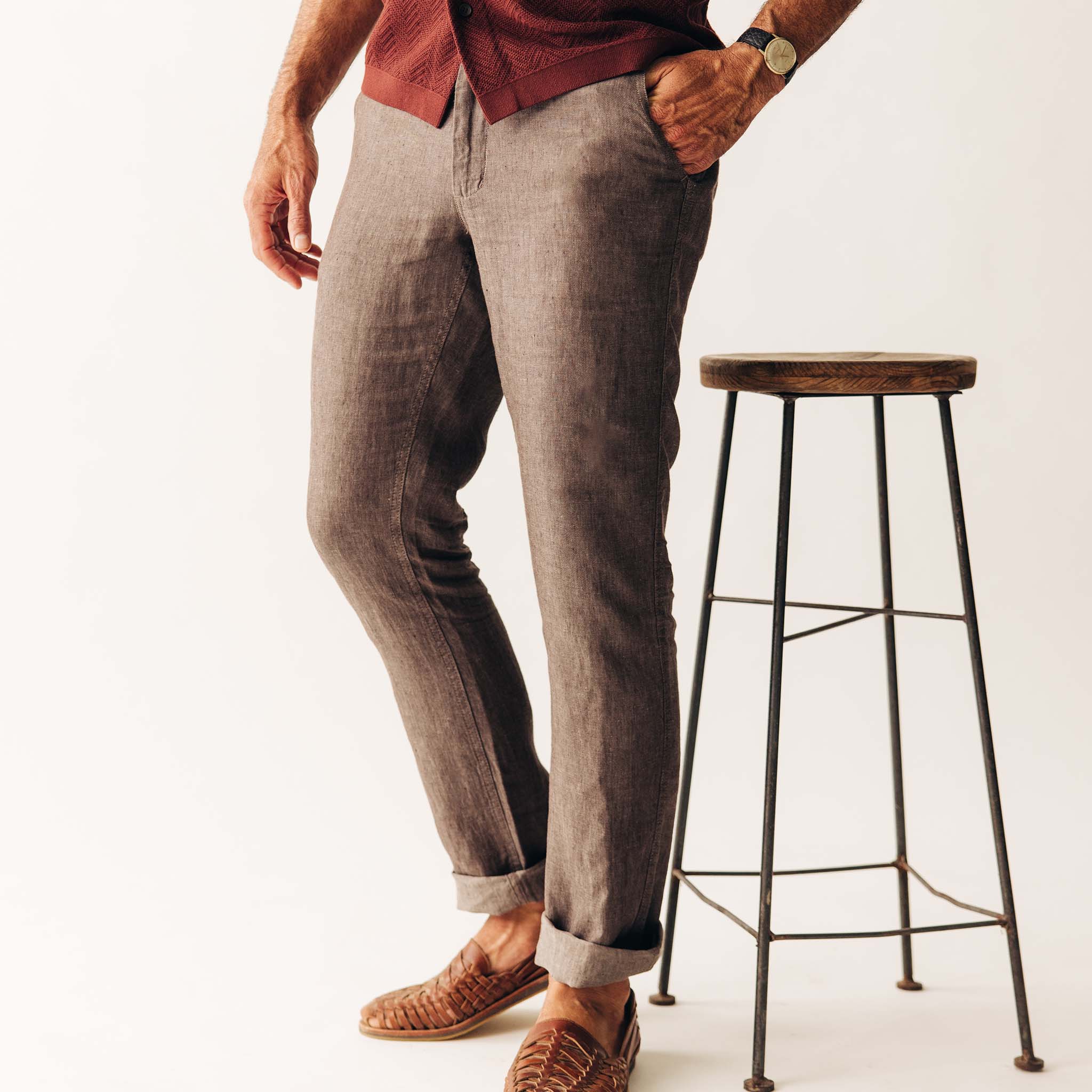 The Easy Pant in Cocoa Linen - Image 2