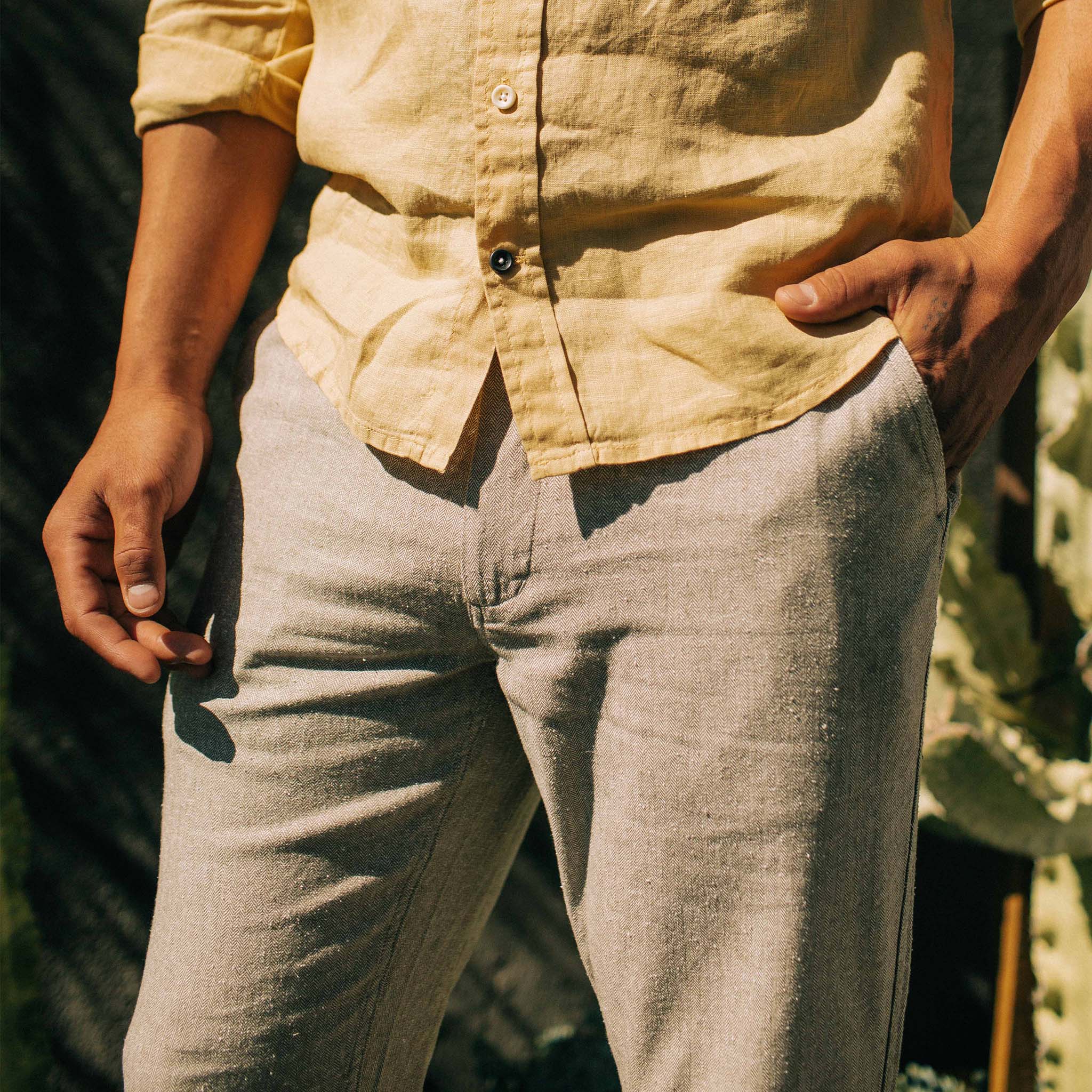 The Easy Pant in Natural Herringbone - Image 3