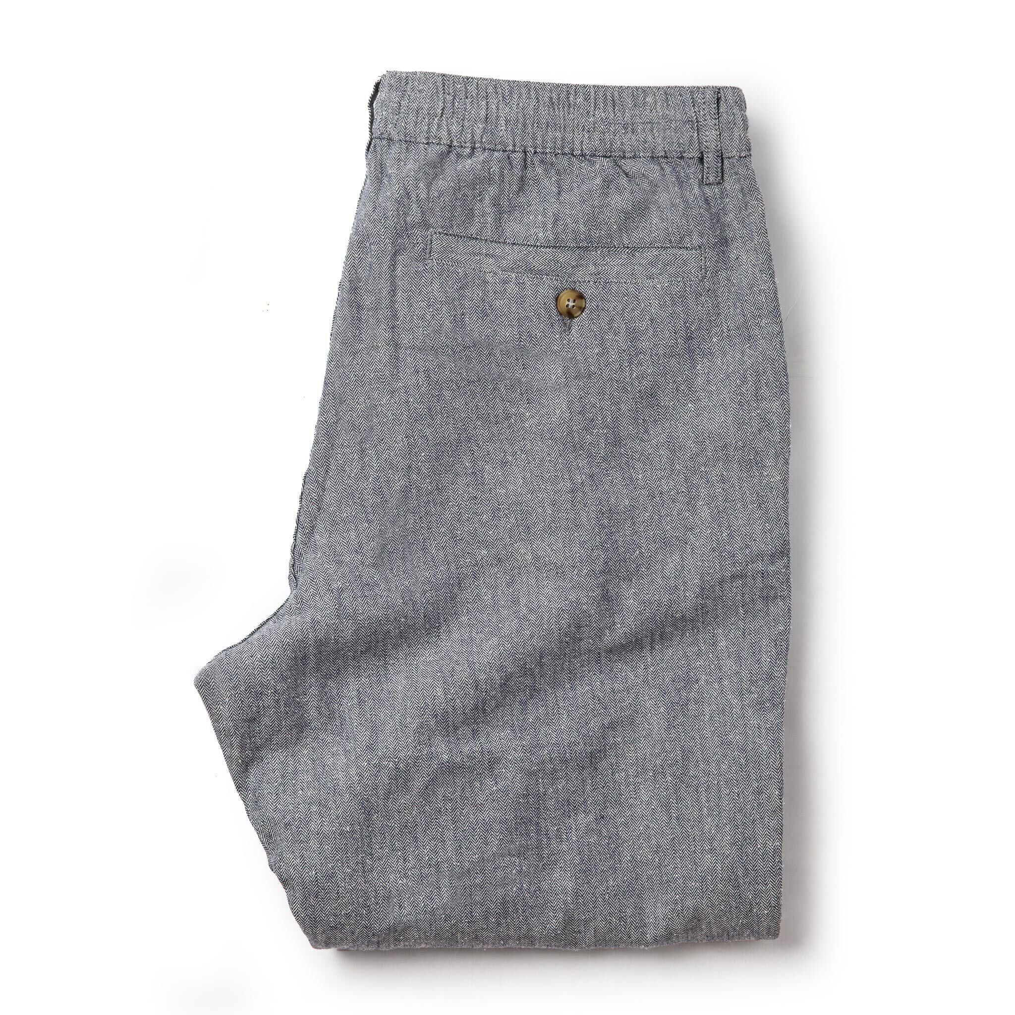 The Easy Pant in Navy Linen Herringbone - Image 9