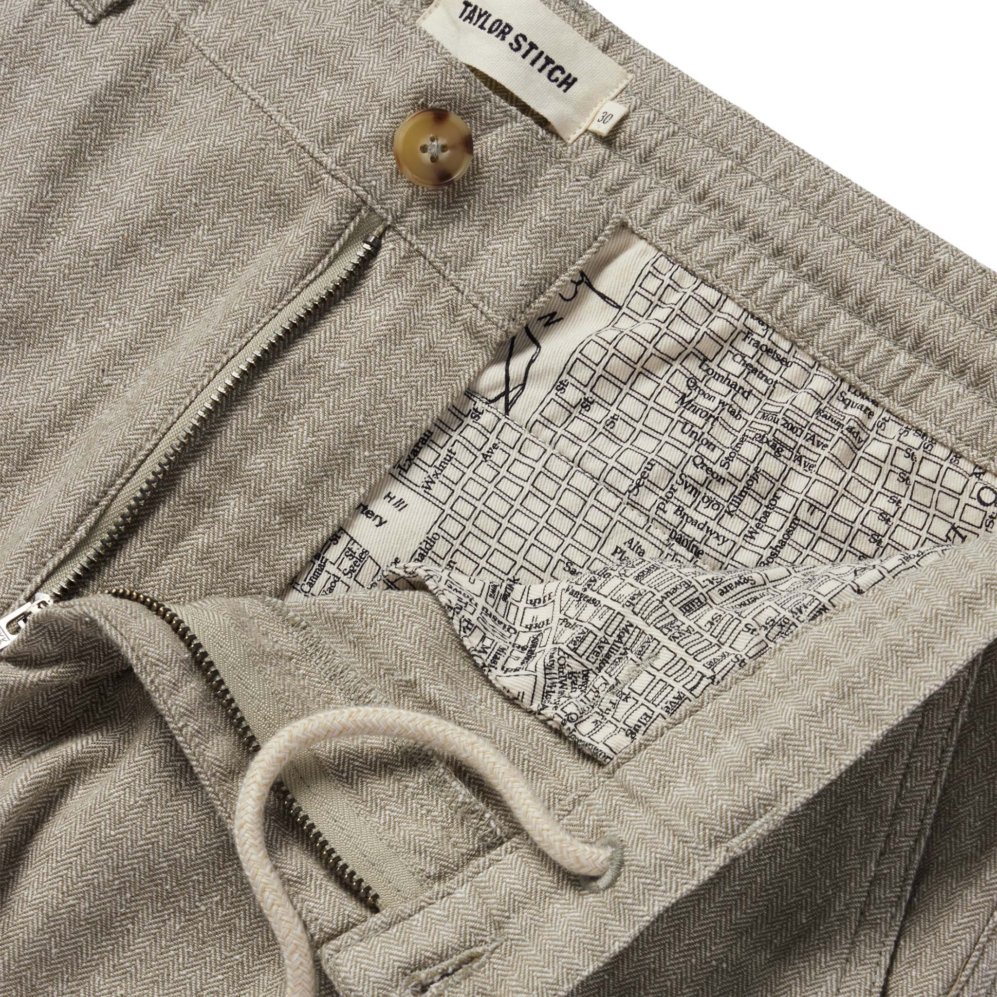 The Easy Pant in Olive Herringbone - Image 5