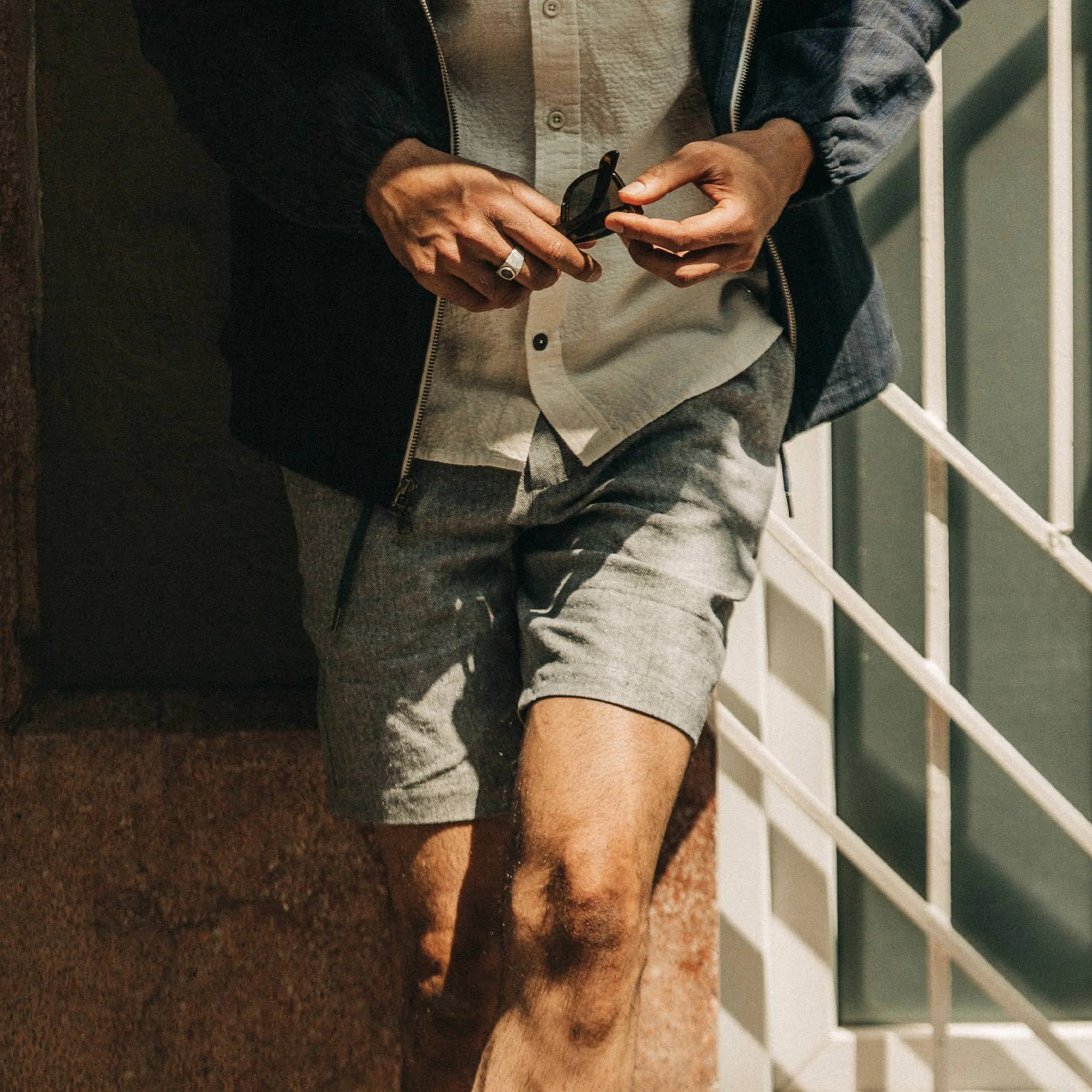 The Easy Short in Navy Herringbone - Image 3