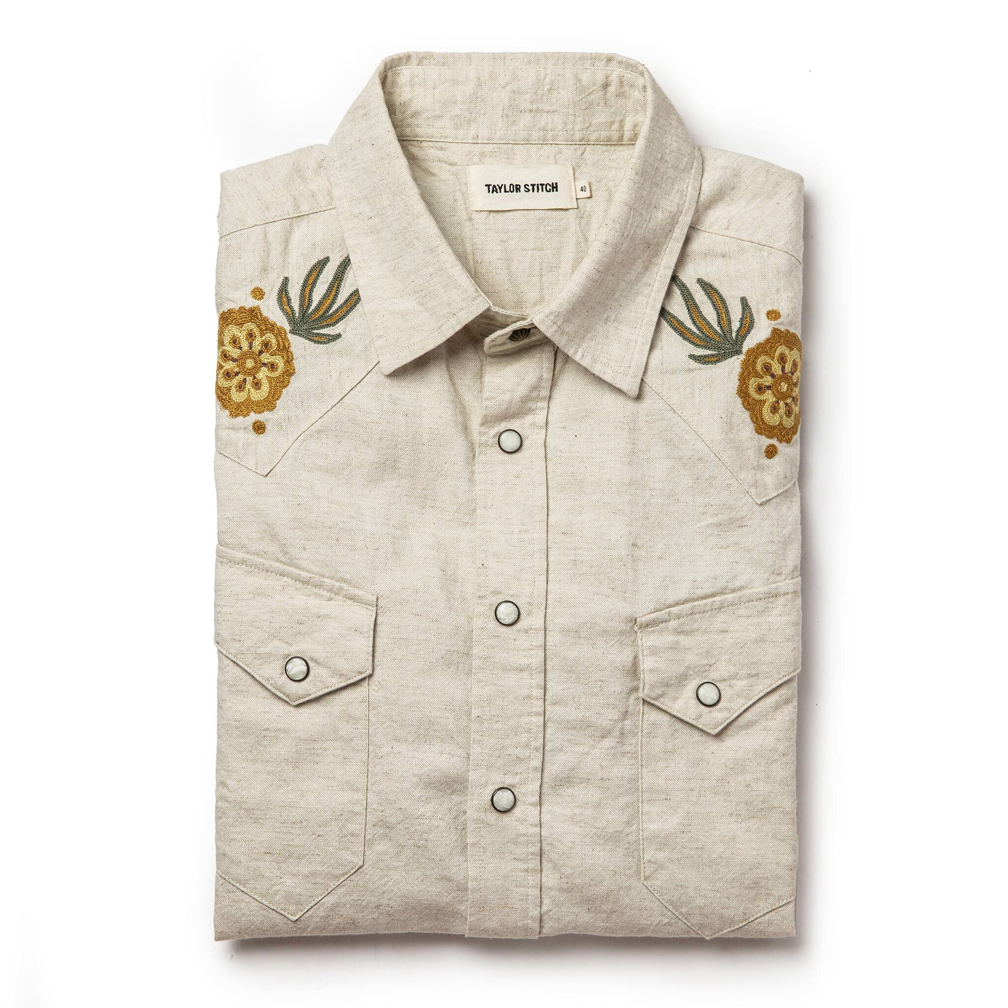 The Embroidered Short Sleeve Western in Natural - Image 10