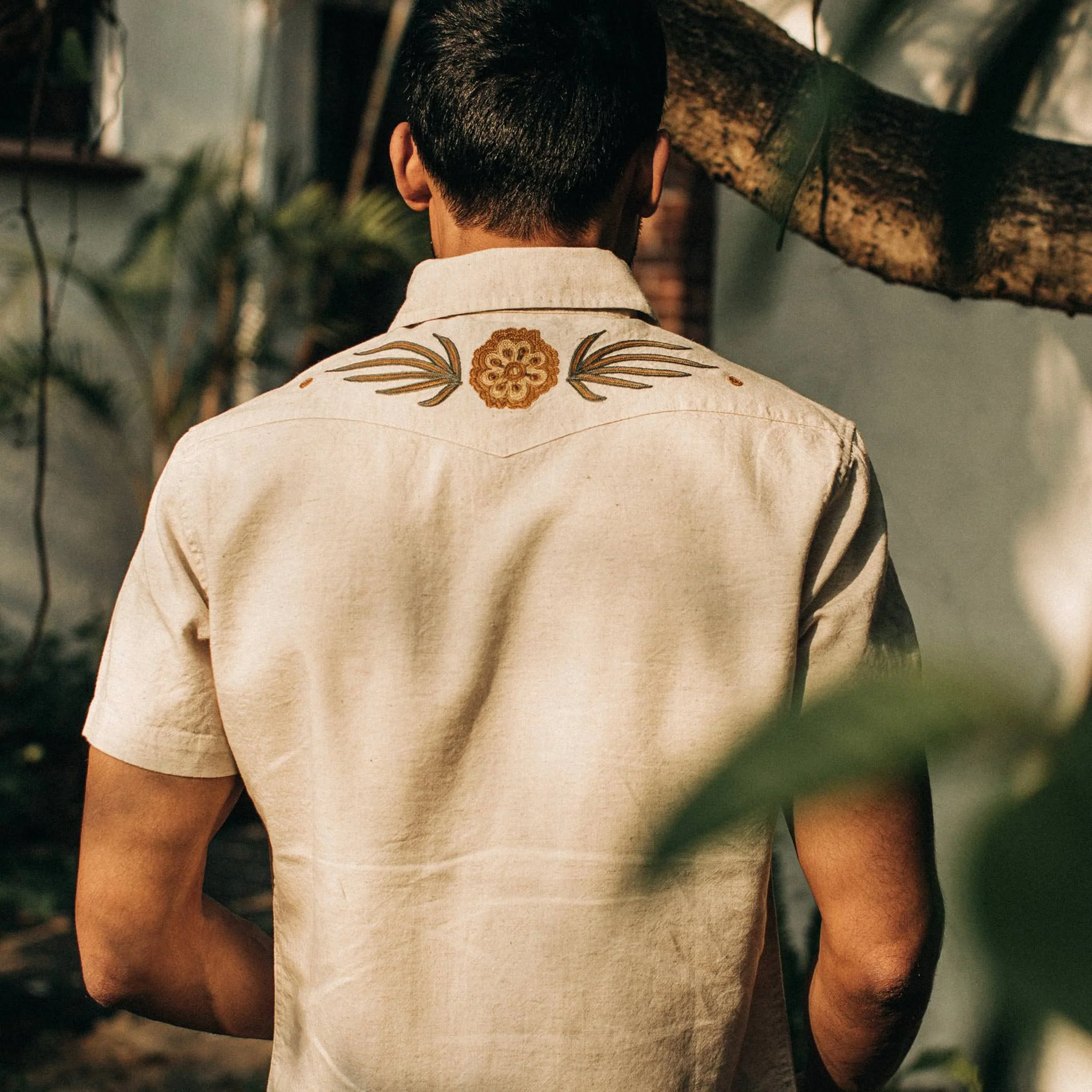 The Embroidered Short Sleeve Western in Natural - Image 5