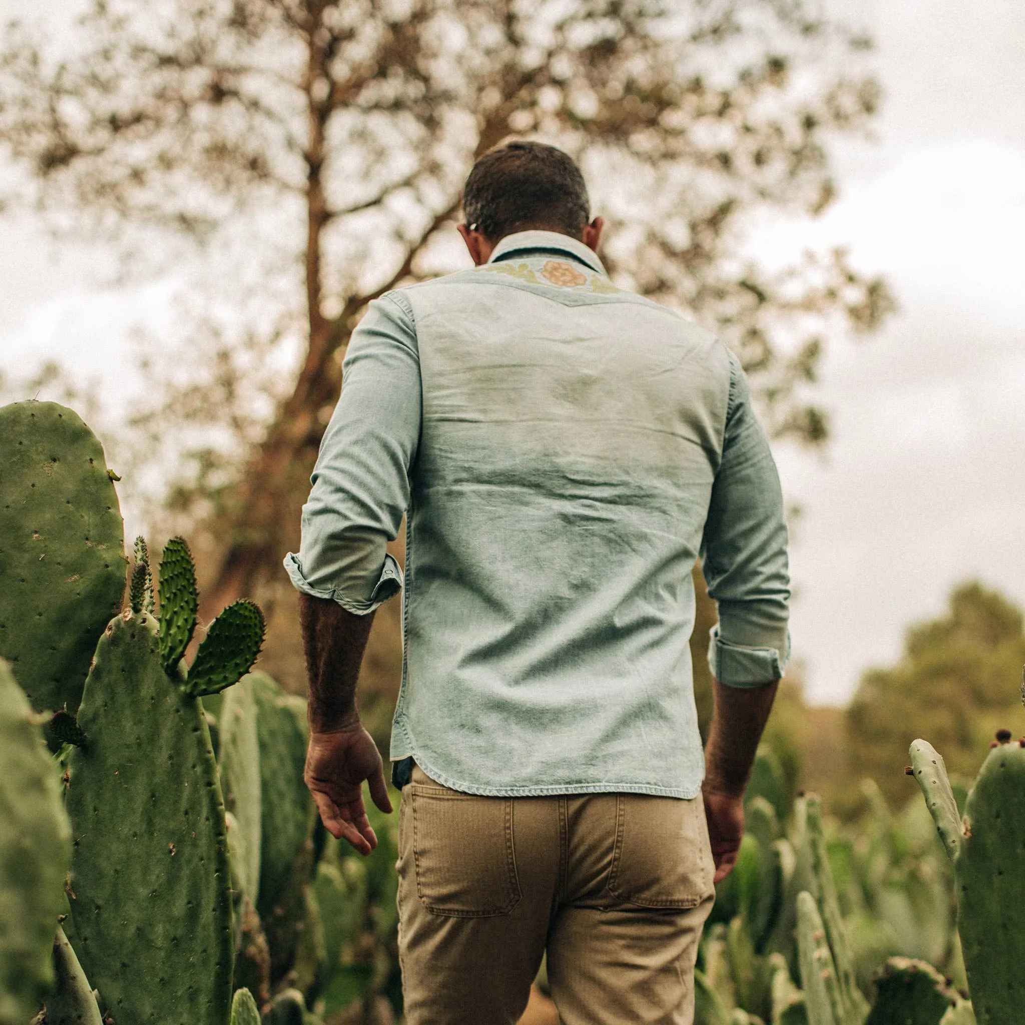 The Embroidered Western Shirt in Washed Denim - Image 5