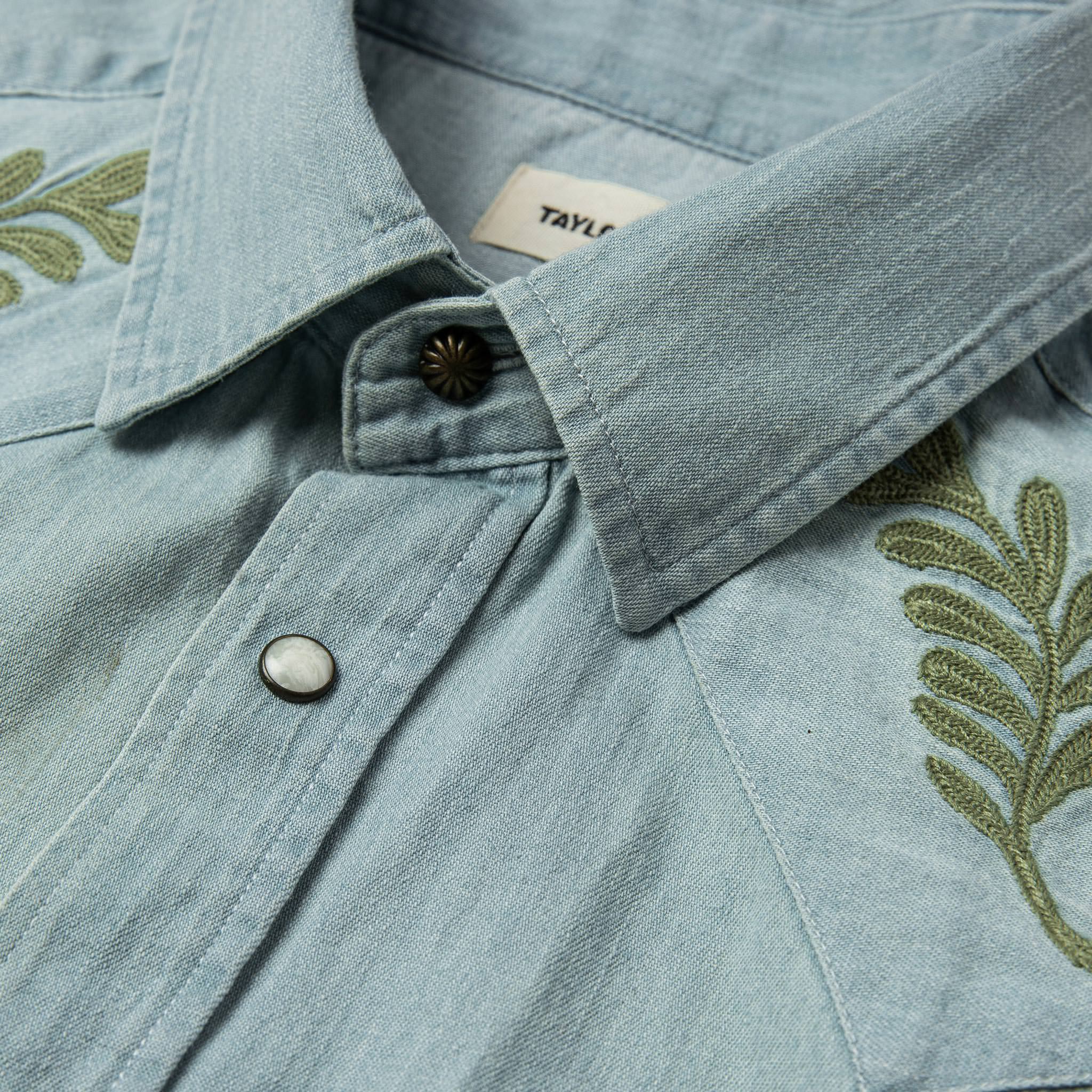 The Embroidered Western Shirt in Washed Denim - Image 6