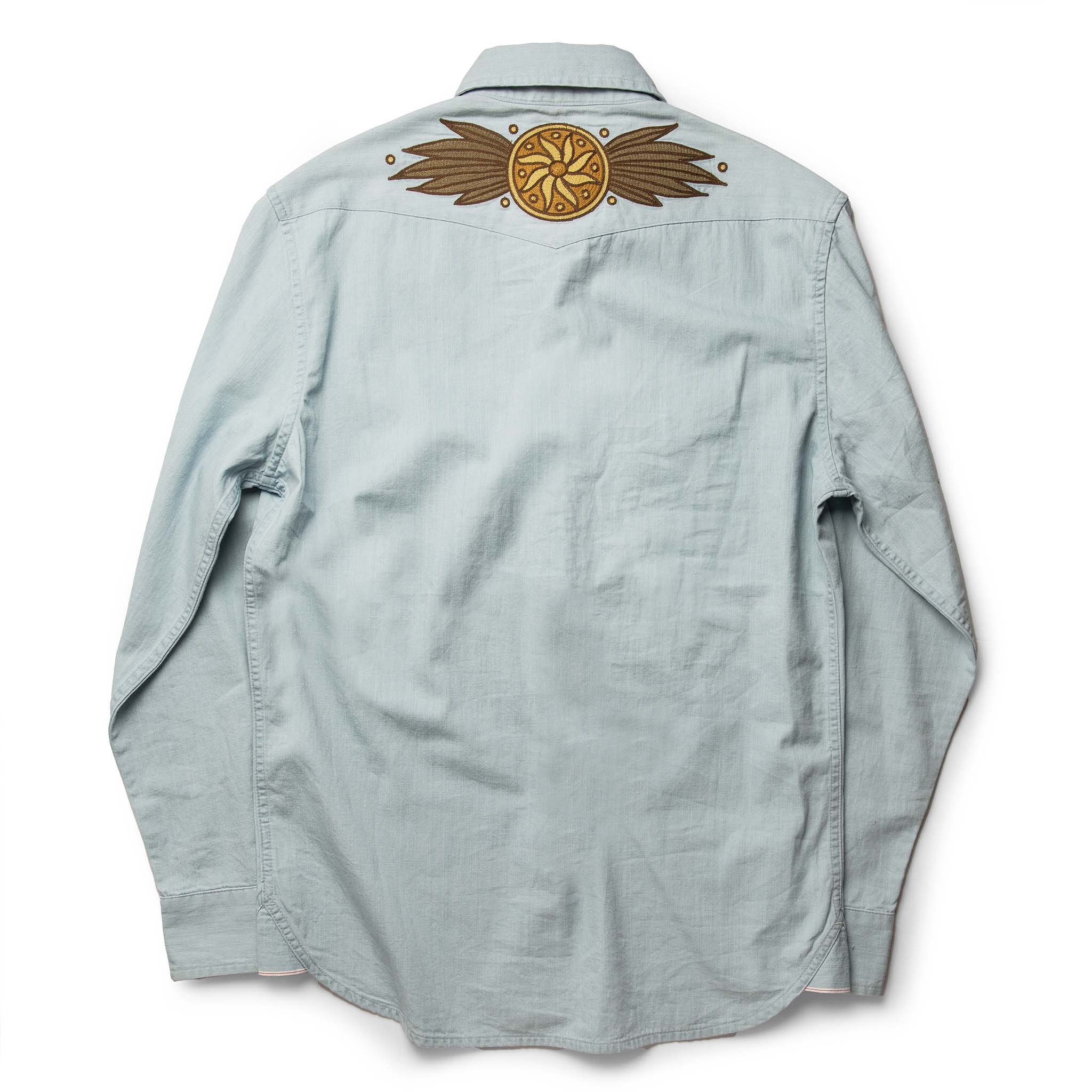 The Embroidered Western Shirt in Washed Selvage - Image 10