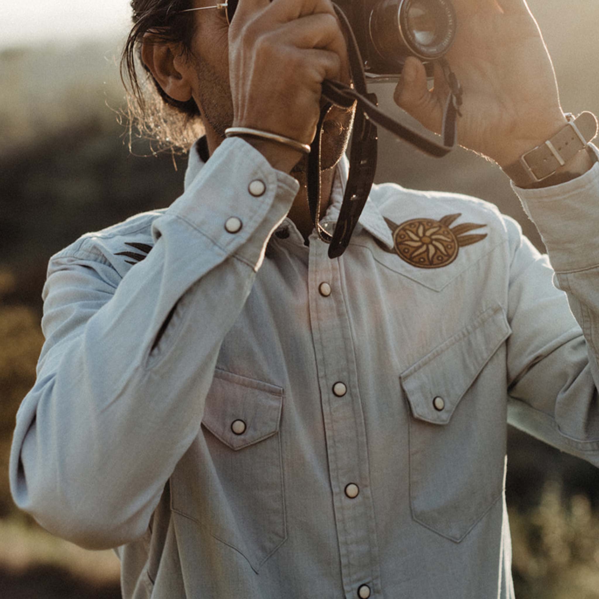 The Embroidered Western Shirt in Washed Selvage - Image 4