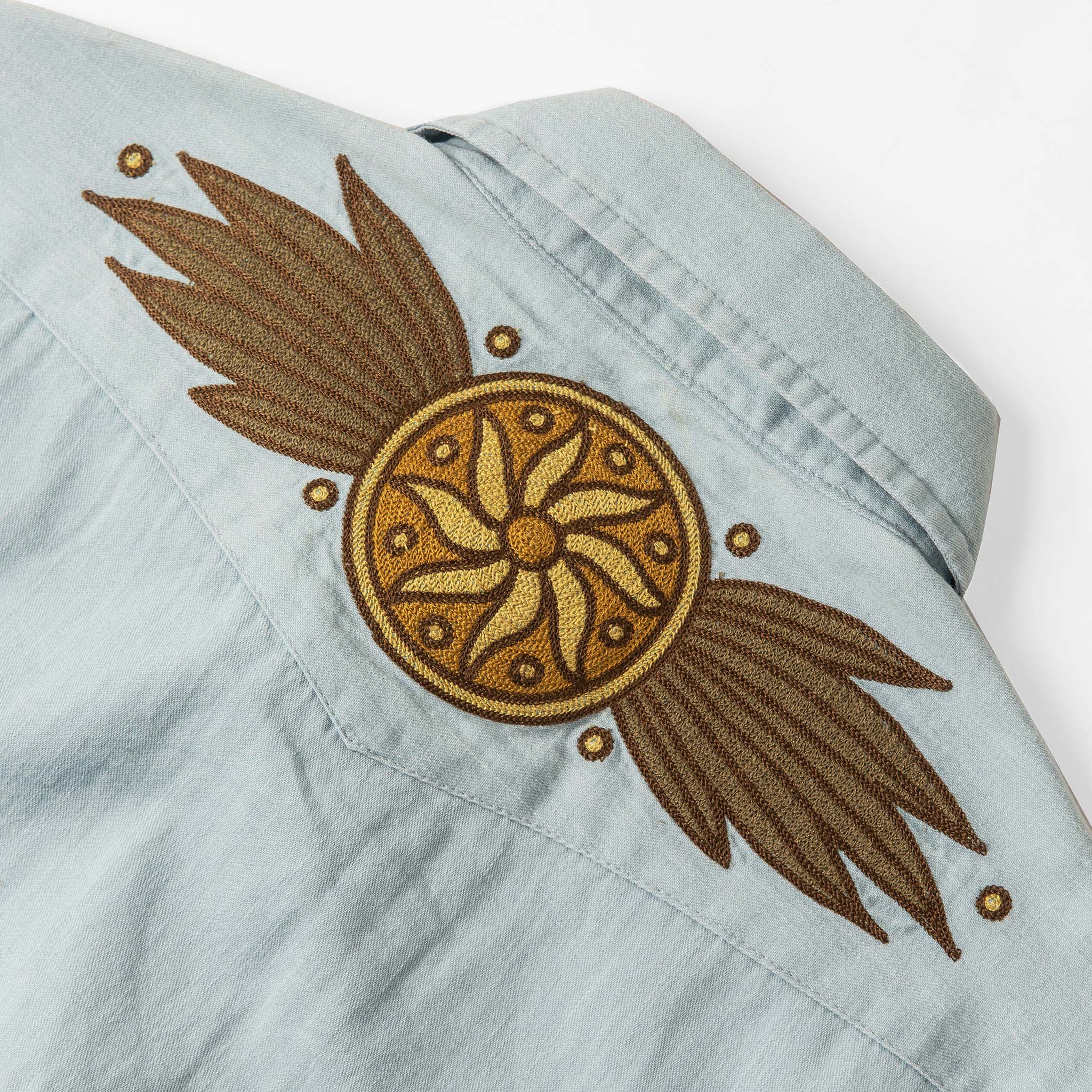 The Embroidered Western Shirt in Washed Selvage - Image 8