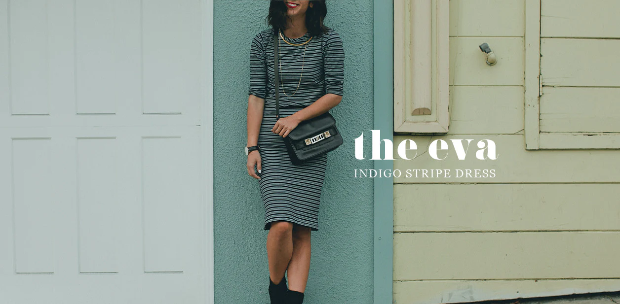 The Eva Dress in Indigo Stripe - Image 12