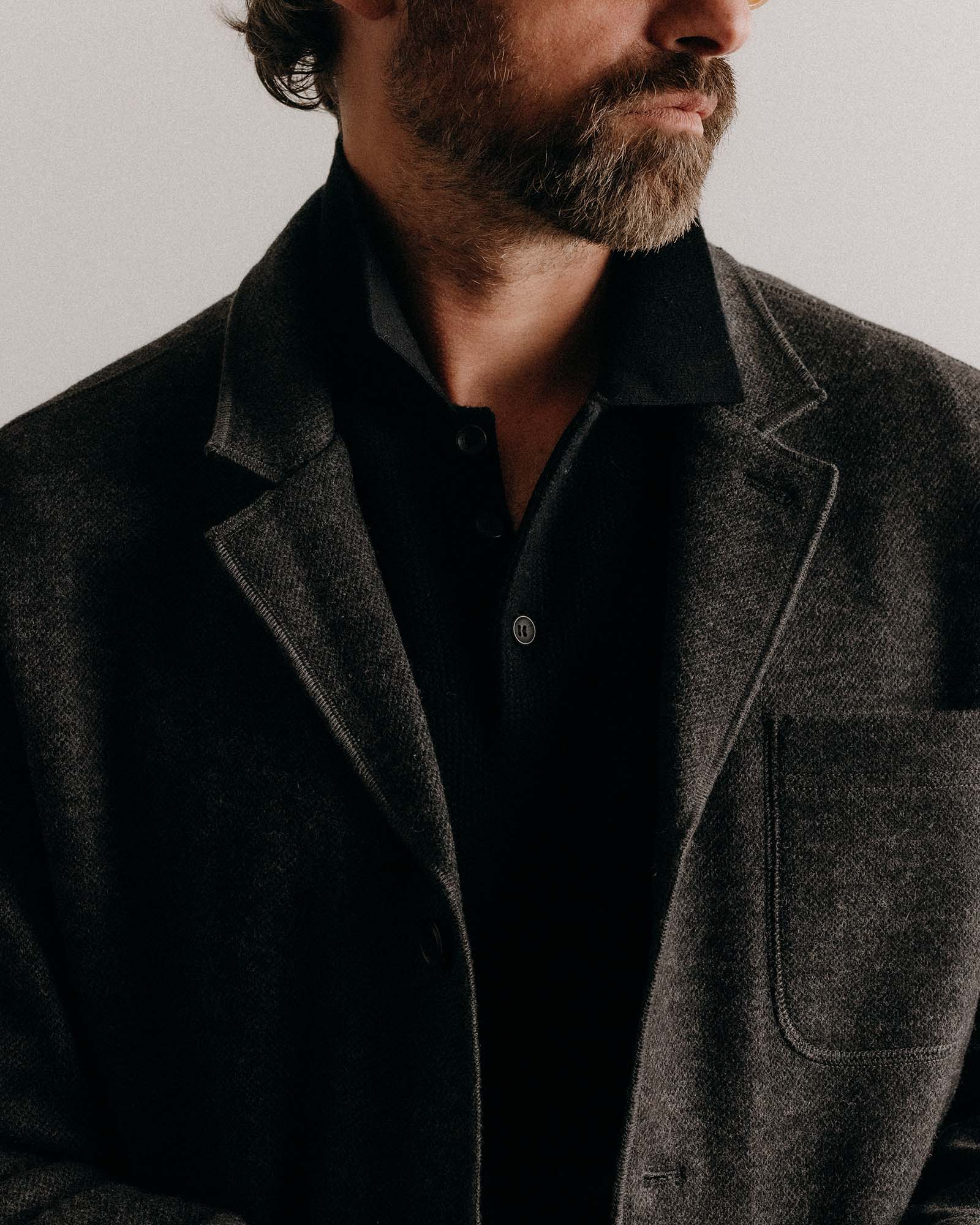The Evans Blazer in Charcoal Birdseye Wool - Image 3