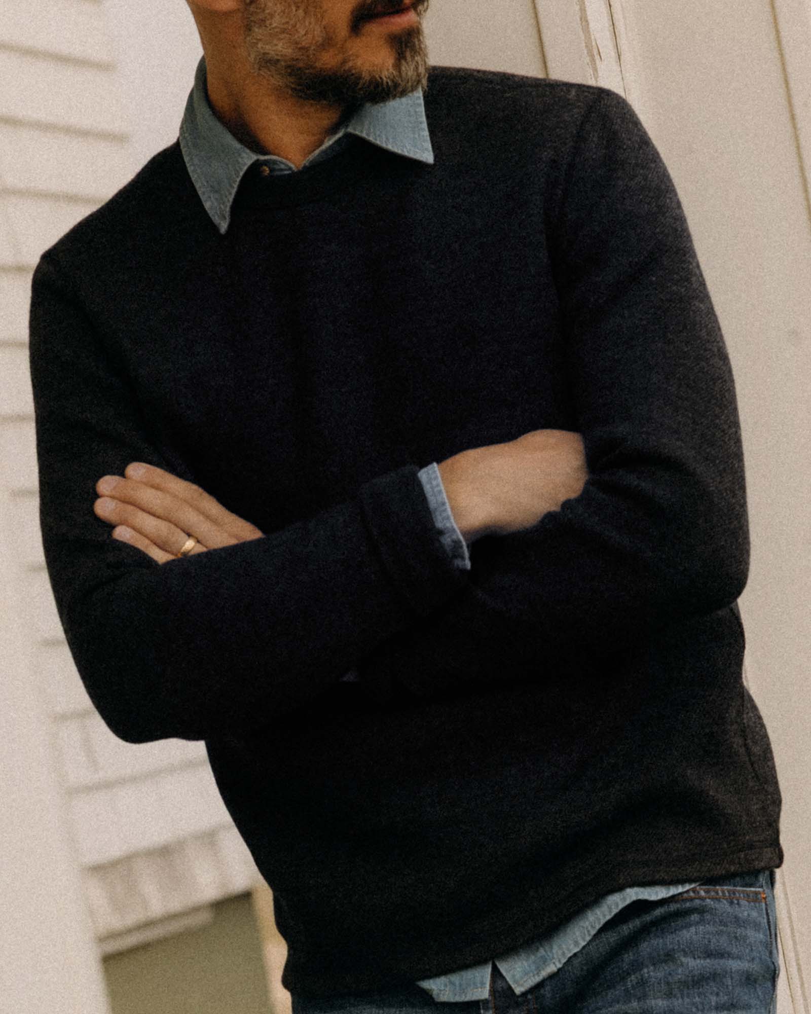 The Evans Crew in Navy Birdseye Wool - Image 3