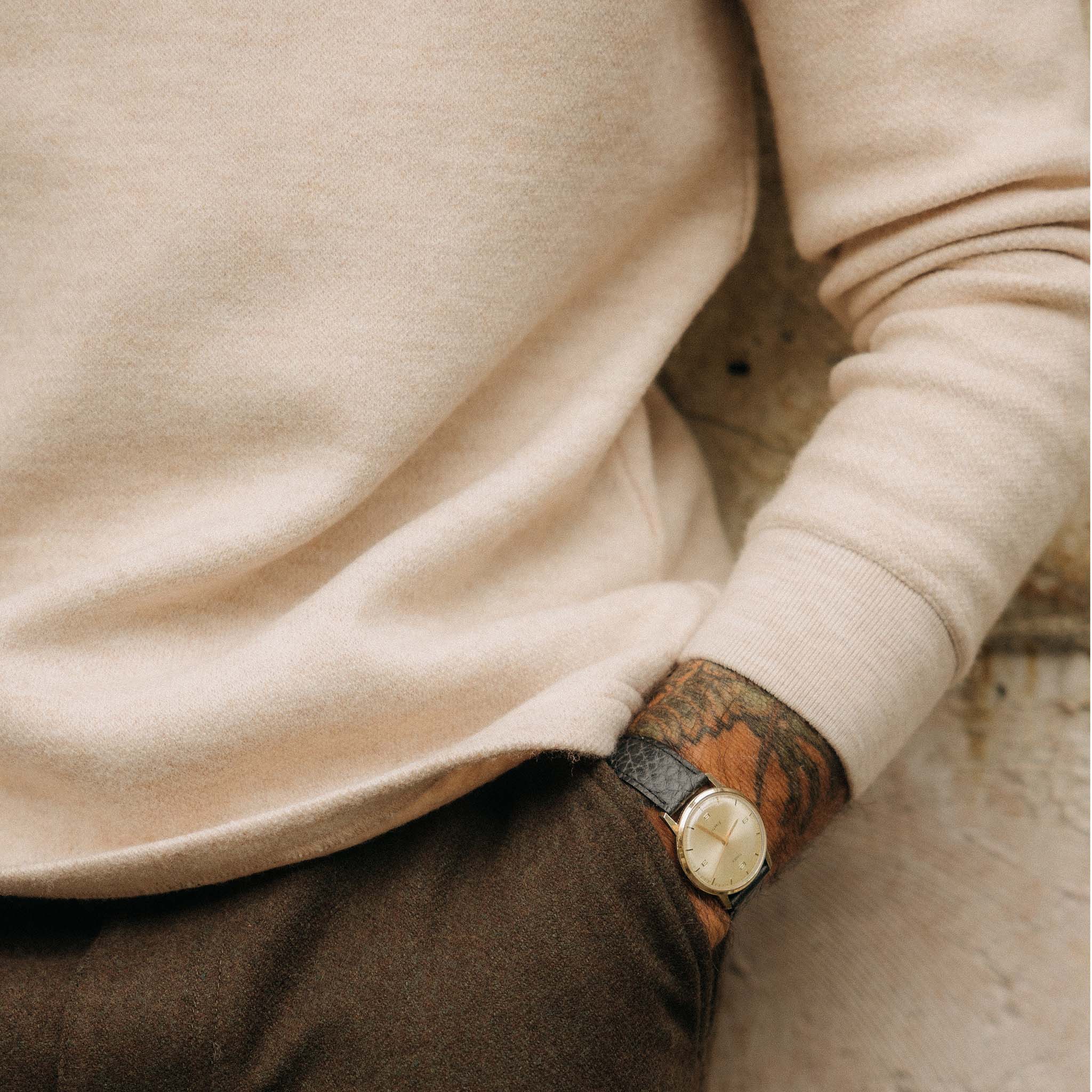 The Evans Crew in Oat Birdseye Wool - Image 4