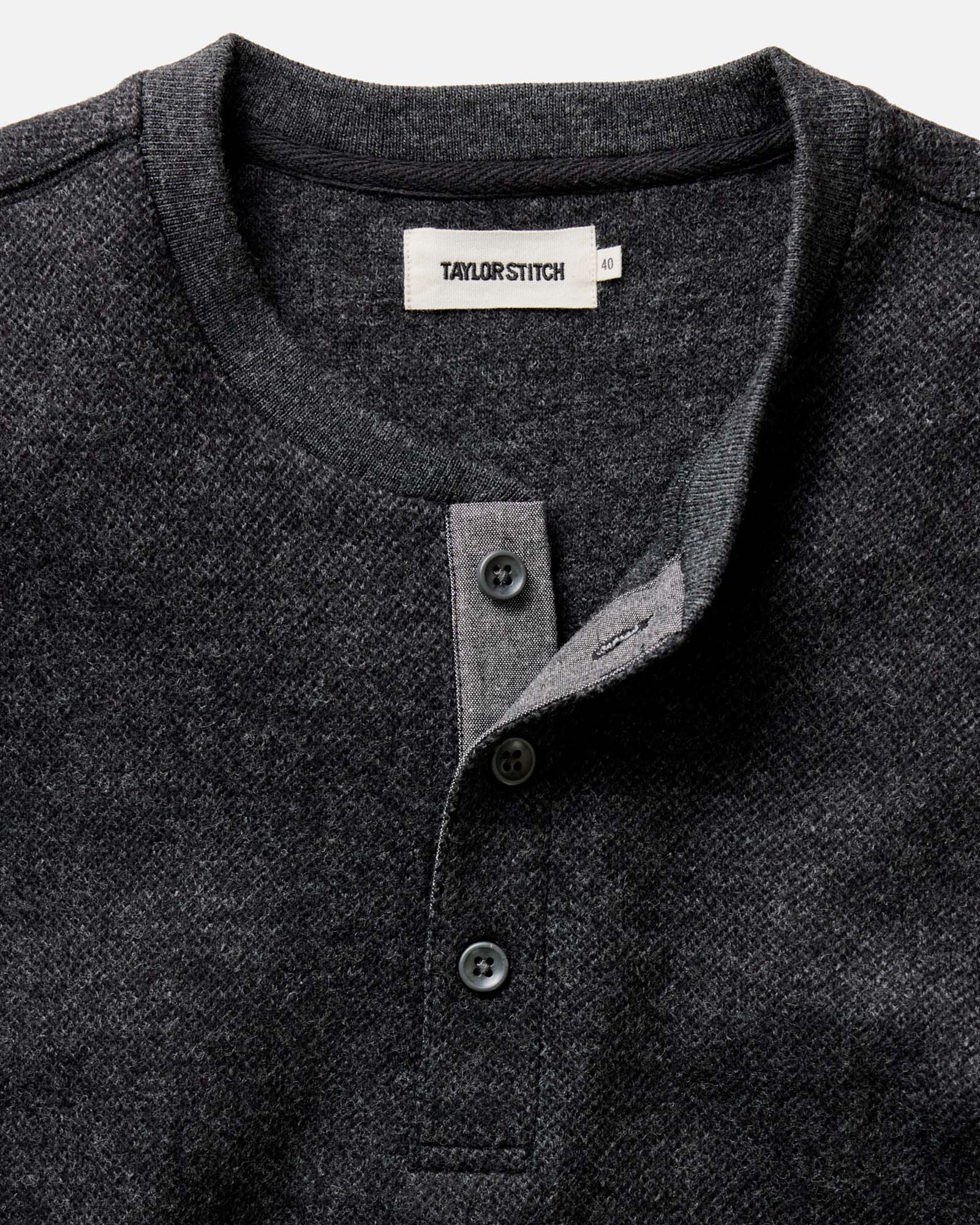 The Evans Henley in Charcoal Birdseye Wool - Image 5